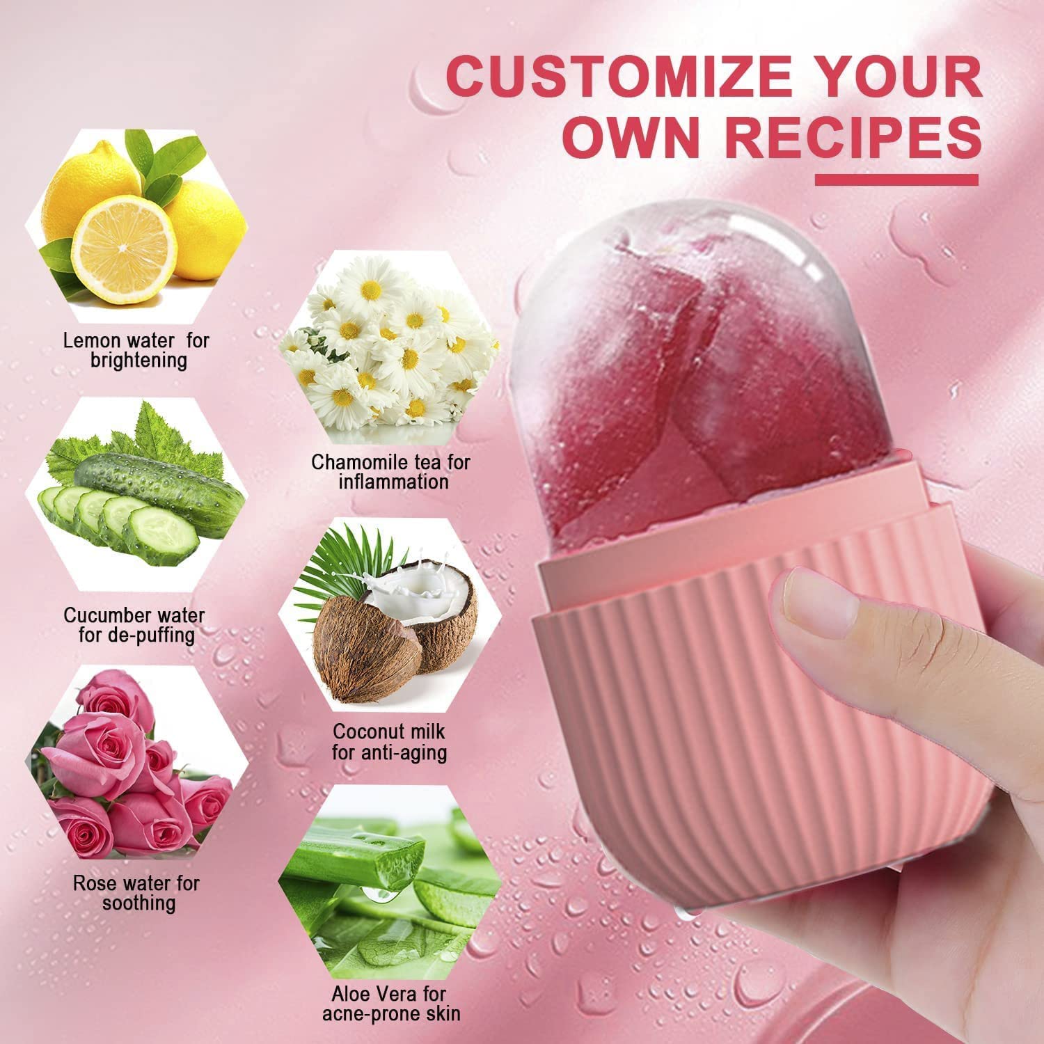 EPISKEY Ice Roller for Face - Cooling Face Massager for Puffy Eyes, Acne & Pores | Skin Tightening & Glow Enhancement | Unbreakable & Reusable Facial Ice Roller (FEV Pink) | Perfect for Morning Routine, Post-Workout Recovery & Spa Days