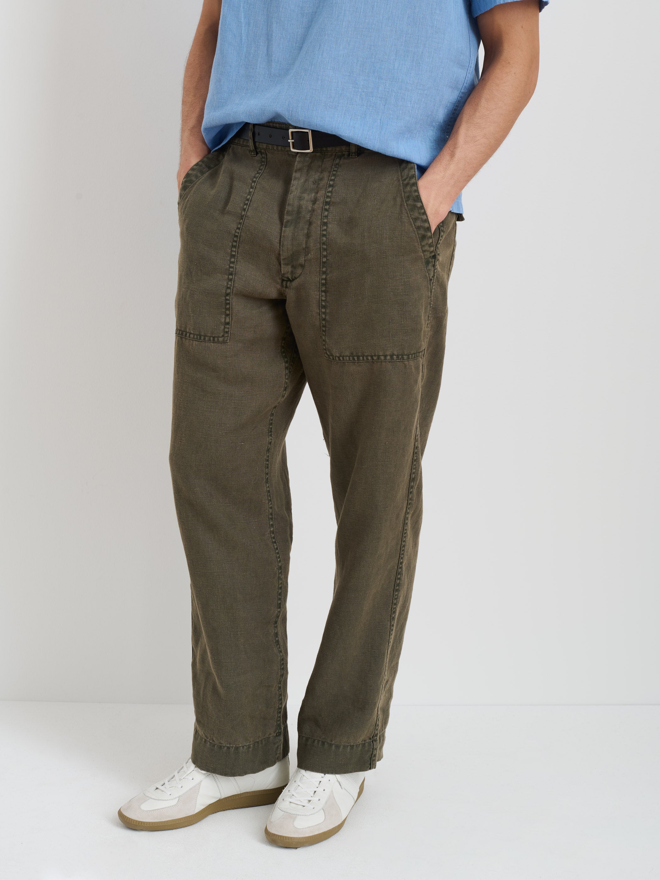Linen Garment-Dyed Pull-On Field Pants for Men - Comfortable Casual & Outdoor Workwear for Hiking, Camping, and Travel
