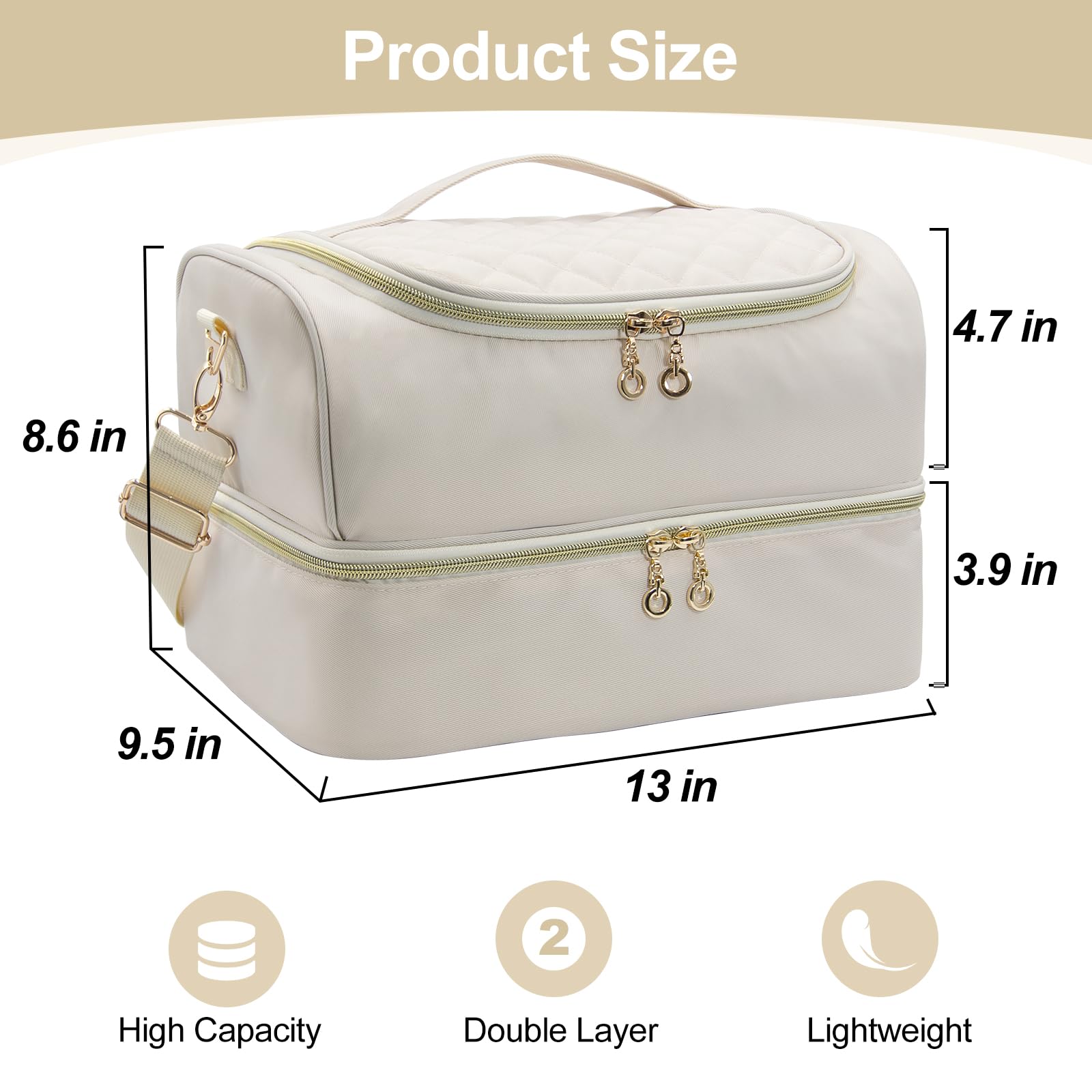 Double Layer Nail Polish Organizer Case - Holds 45 Bottles & Nail Lamp, Portable Nail Supplies Storage Box for Salon, Travel & Home Use