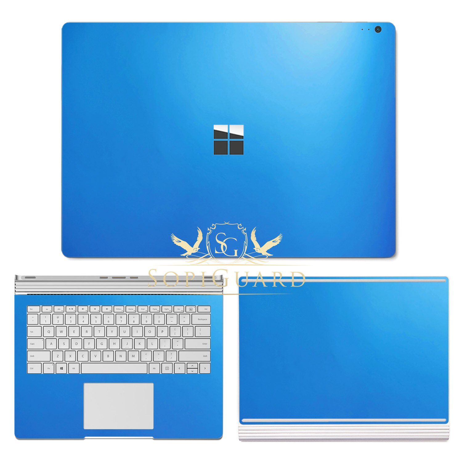 SopiGuard Microsoft Surface Book 2 (15-inch) Carbon Fiber Skin Wrap - Matte Blue Metallic Protective Vinyl Sticker with Edge-to-Edge Coverage | Easy to Apply | Perfect for Work, Travel & School Use