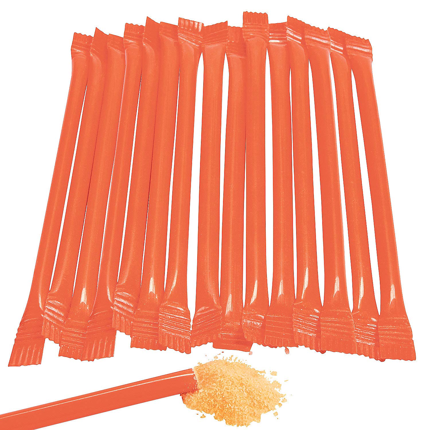 240-Pack Bulk Candy Filled Straws Powder Sticks - Orange Flavor for Parties, Gender Reveals, Weddings & Buffets - Fun Dessert Topping & DIY Drink Mixer for Celebrations