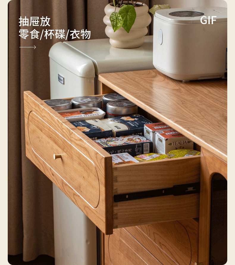 Solid Cherry Wood Storage Cabinet - Modern & Simple Home Organization for Bedroom, Living Room, or Office