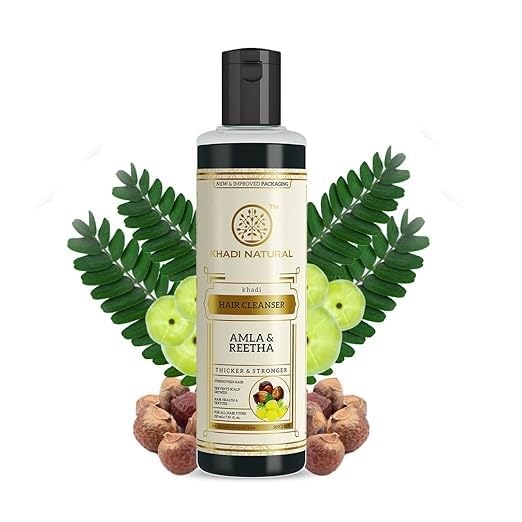 HP Khaadi Naturall Amla & Reetha Ayurvedic Hair Shampoo for Hair Fall Control - Thickening & Strengthening Shampoo for All Hair Types - 210ml (7.1 Fl Oz) - Promotes Healthy Hair Growth for Men & Women - Perfect for Daily Hair Care Routine