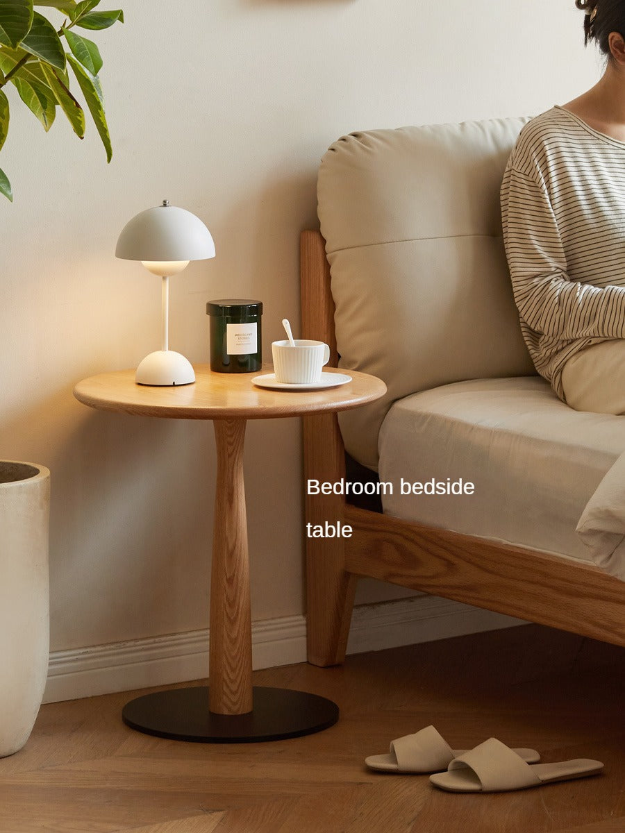 Solid Wood Round Side Table - Oak, Black Walnut, Cherry - Modern End Table for Living Room, Bedroom & Office