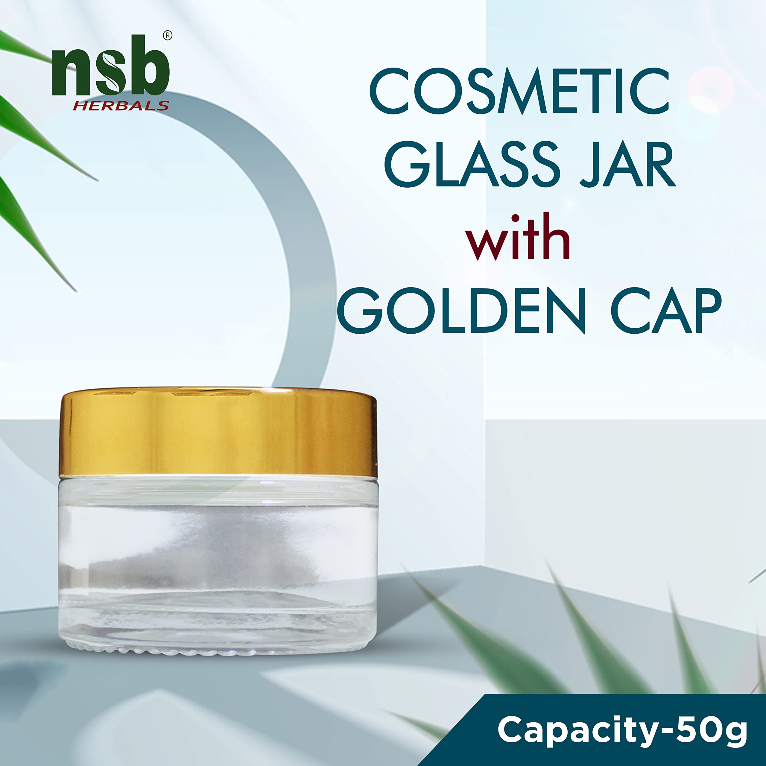 Premium 50ml Empty Round Glass Cosmetic Jars with Golden Cap & White Inner Lids - 3 Pack for Creams, Balms, Face Scrubs & Body Butter - Perfect for DIY Skincare, Travel Size Toiletries & Gift Packaging