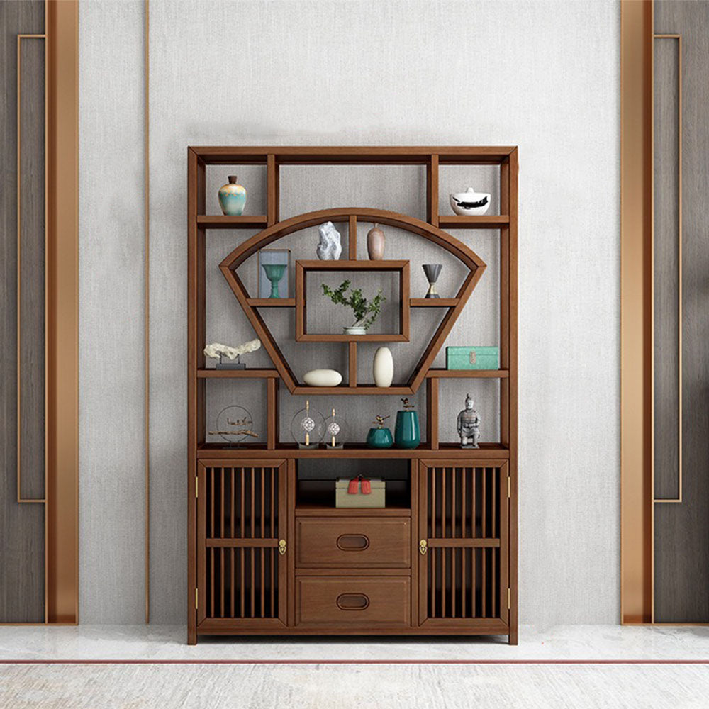 Exquisite Rosewood Curio Display Cabinet Shelf - Vintage Style Glass Door Showcase for Collectibles & Antiques - Perfect for Living Room, Dining Room, or Office Decor