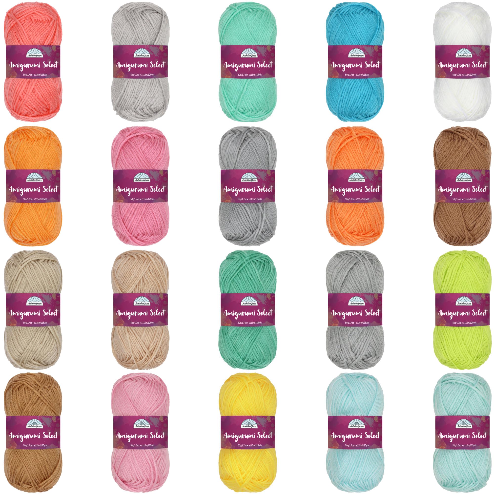 JubileeYarn Amigurumi Select Yarn - Soft Baby Acrylic Yarn for Crochet - 20 Skeins Light Color Set - Perfect for Amigurumi Toys, Baby Blankets & DIY Crafts
