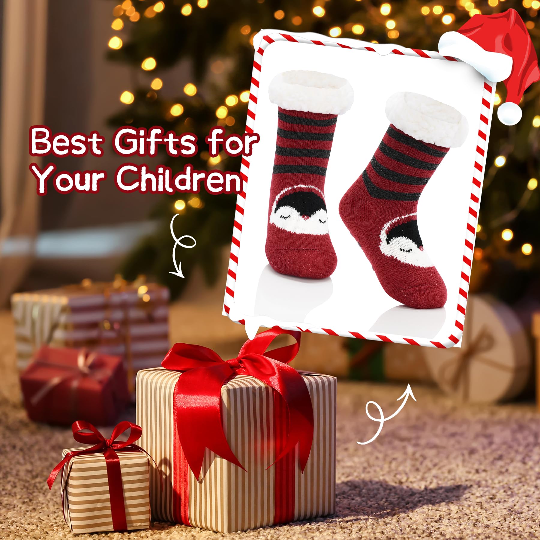 Zando Kids Girls Boys Fluffy Slipper Socks - Warm Fleece Fuzzy Non-Skid Animal Grip Socks for Christmas - Cozy Indoor Winter Slippers for Toddlers & Children at Home or School