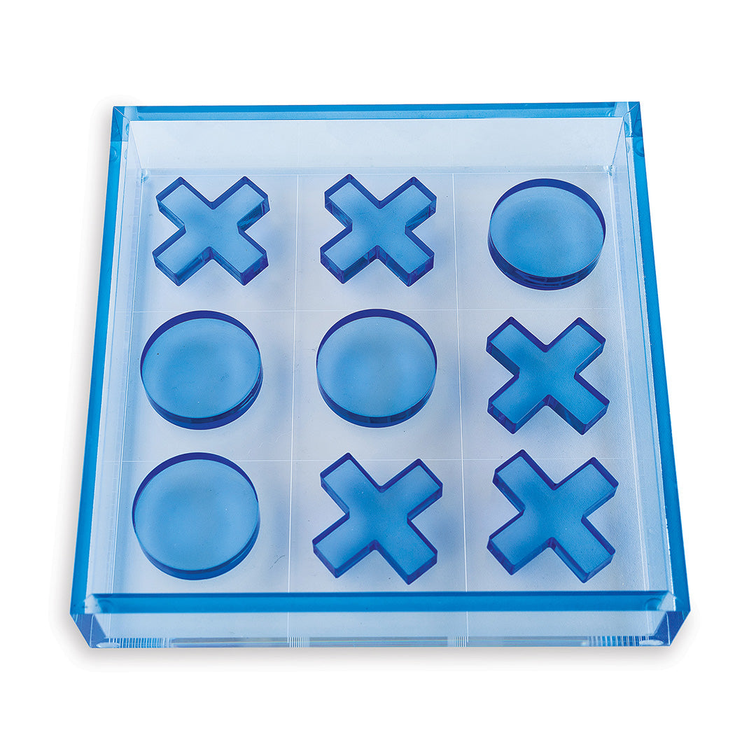 Premium Wooden Tic Tac Toe Game Set - Classic Blue Board Game for Kids & Adults - Perfect for Family Game Nights, Travel, and Classroom Activities
