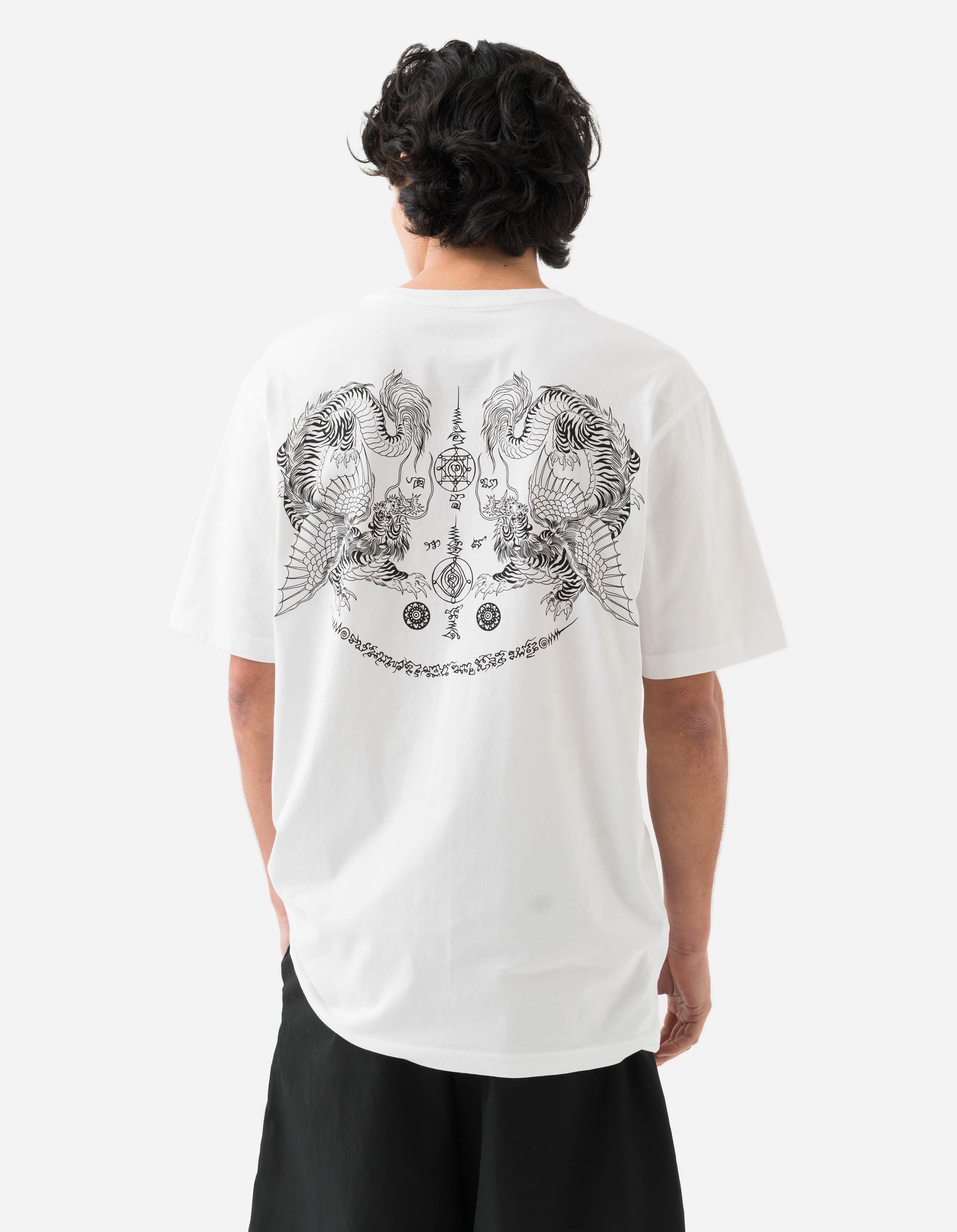 Muay Thai Tiger Dragon T-Shirt for Men - White Cotton Training Tee for MMA, Kickboxing & Martial Arts Workouts