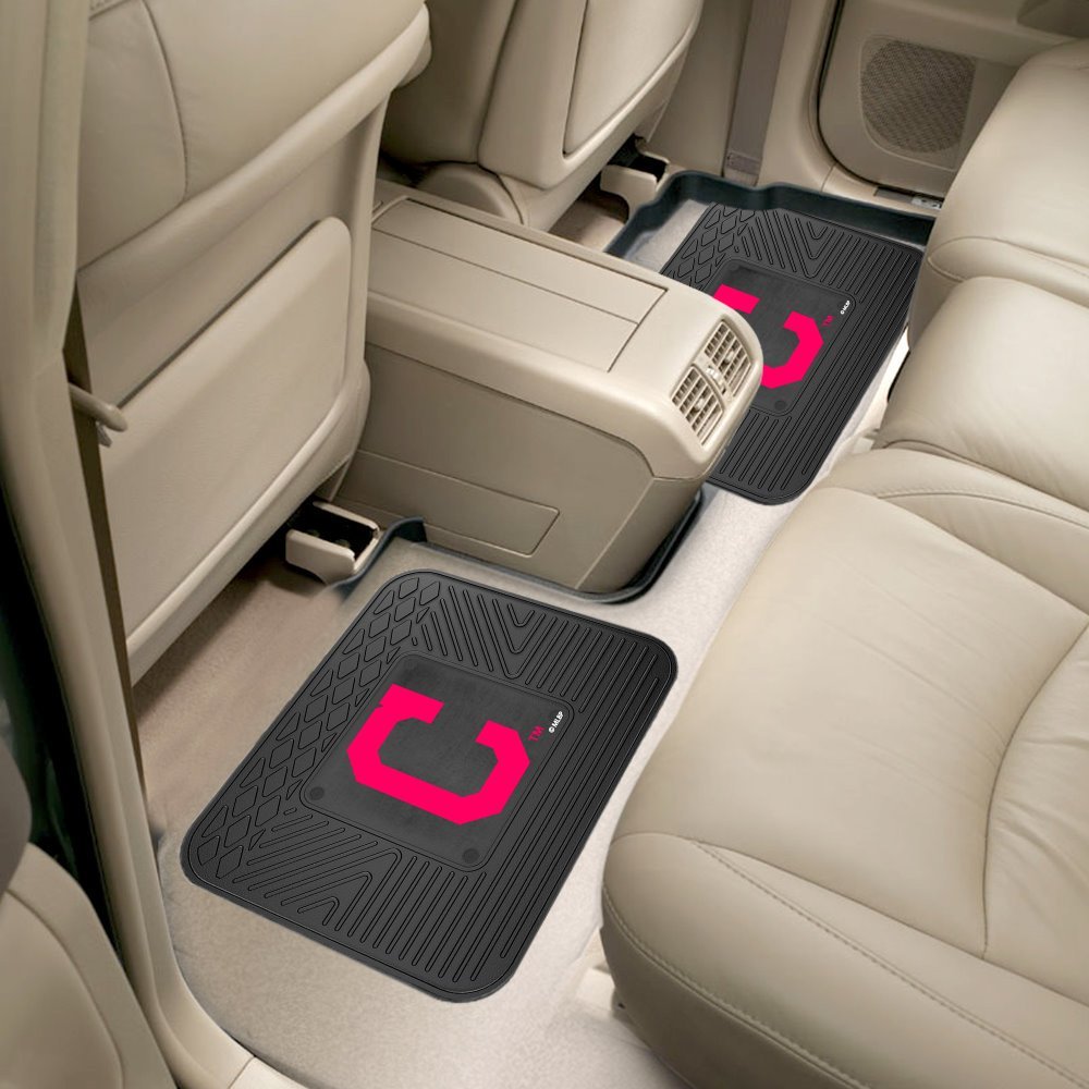 MLB Cleveland Indians Car Floor Mats - 2-Piece Set for Back Seat - Officially Licensed Team Merchandise - Perfect for Baseball Fans & Game Day Rides