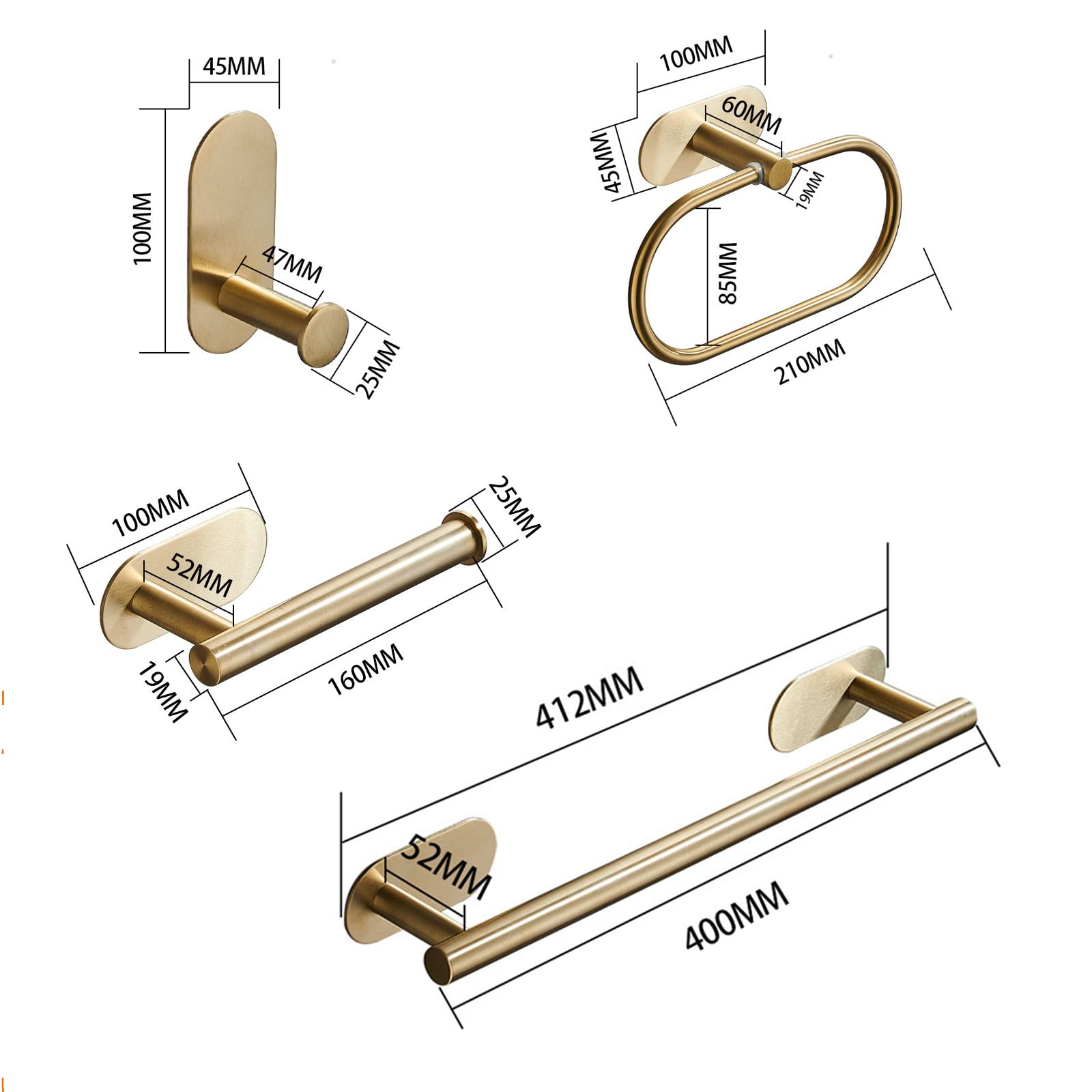 4-Piece Bathroom Hardware Set - 15.7