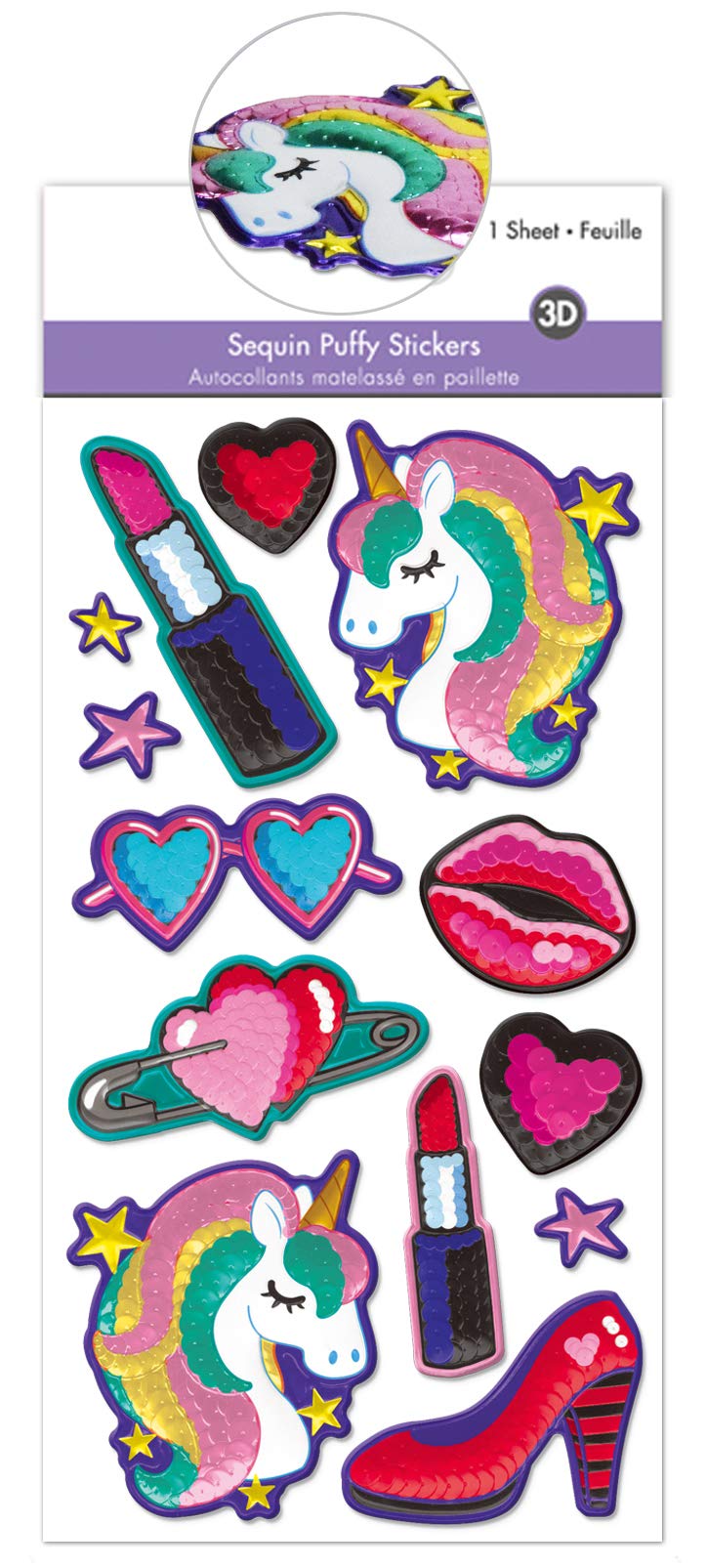 Sparkly Rainbow Unicorn Stickers for Girls 10-12 | 3D Puffy Stickers for Kids | Perfect for Scrapbooking, School Projects & DIY Crafts