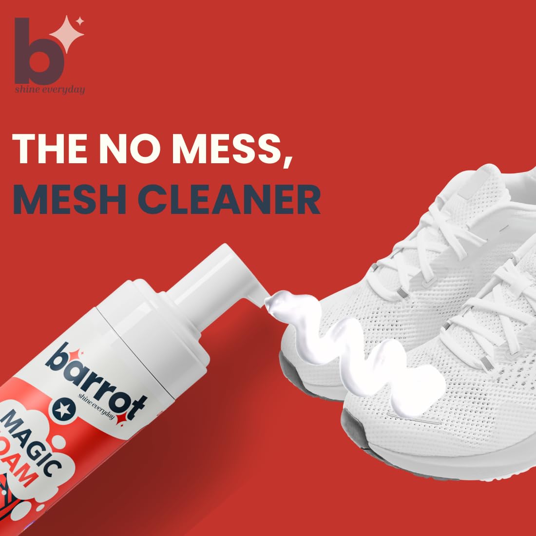 BARROT White Sneaker Cleaning Kit - Magic Foam & Brush for Sneakers, Sports Shoes | Perfect for Daily Shoe Care