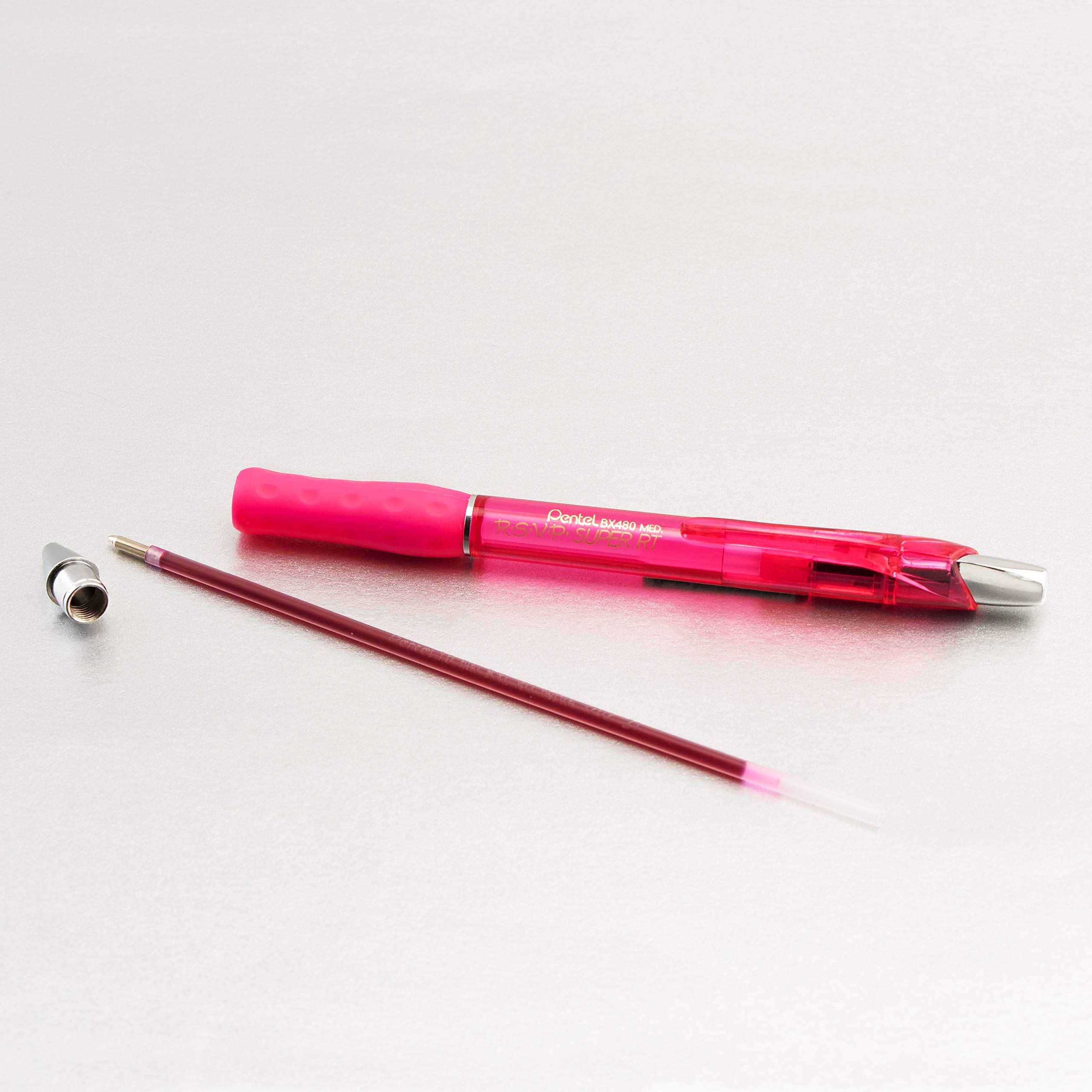 Pentel RSVP Super RT Ballpoint Pens - 1.0mm Medium Point, Smooth Writing Pink Ink, 12-Pack (BX480-P) - Perfect for Office, School & Everyday Use