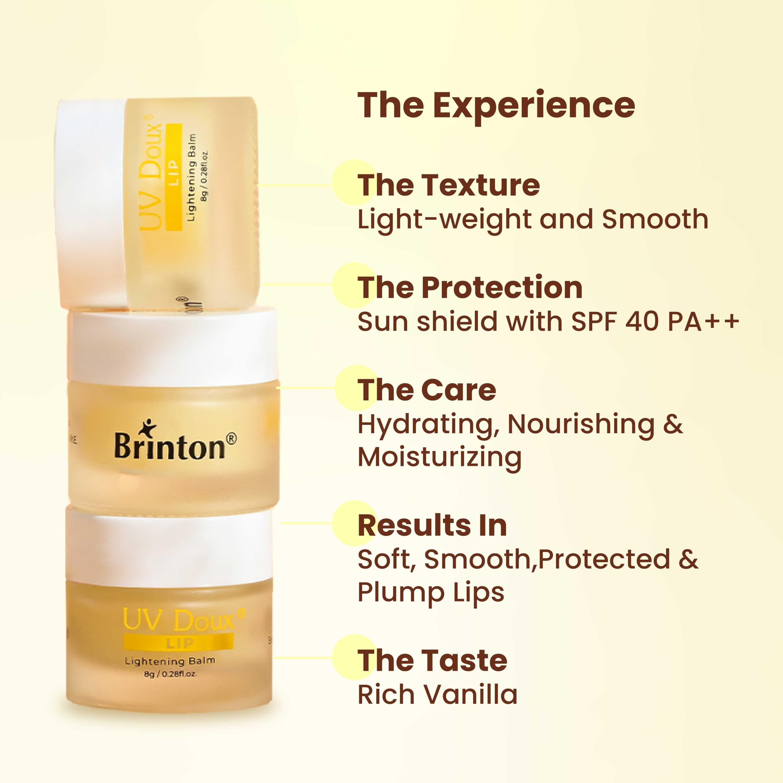 UV Doux SPF 40 PA++ Lip Lightening Balm with Almond Oil, Olive Oil & Vitamin E | Natural Lip Color Restoration | Hydrating & Nourishing Lip Care | Dermatologist Approved Unisex Vanilla Lip Balm (8g x 2) | Perfect for Daily Sun Protection & Chapped Lips Repair