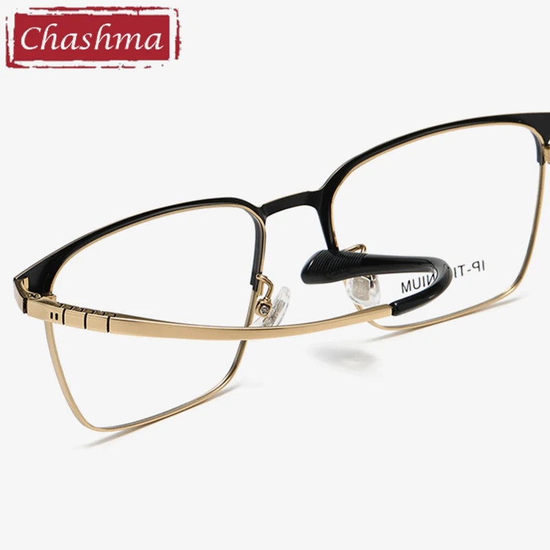 Men's Titanium Square Full Rim Eyeglasses Frame 98601 - Lightweight & Durable for Office, Reading & Daily Wear