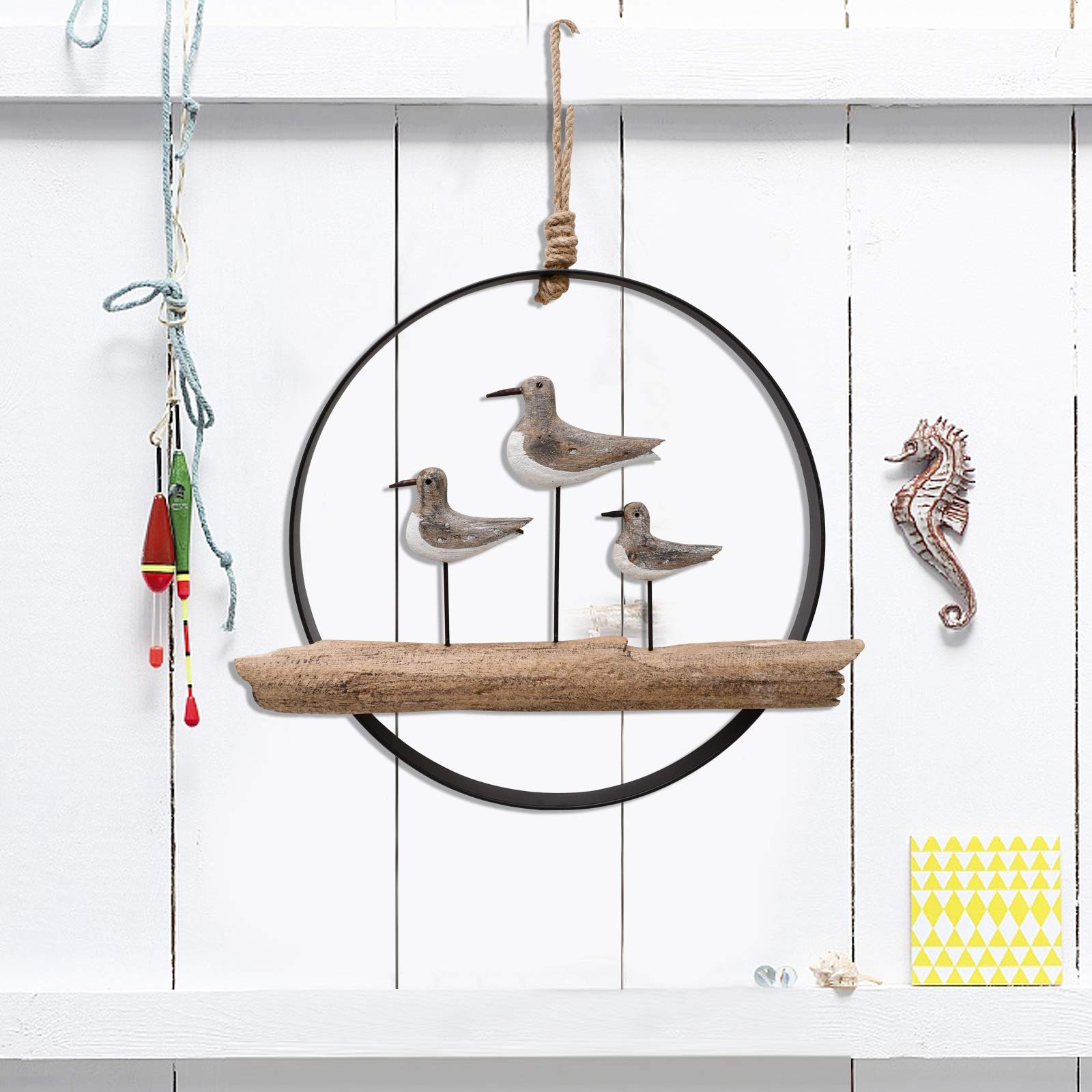 Handcrafted Wooden Seagull Wall Hanging Decor - Rustic Nautical Beach Theme Home Decoration for Bathroom, Bedroom & Lake House - Perfect for Coastal, Farmhouse & Boho Interior Design Styles