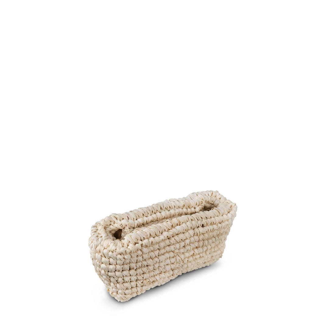 Lilis Vegan Small Raffia Frame Clutch Bag - Natural & Copper Stripe Handbag for Women | Perfect for Beach, Wedding, and Summer Outfits
