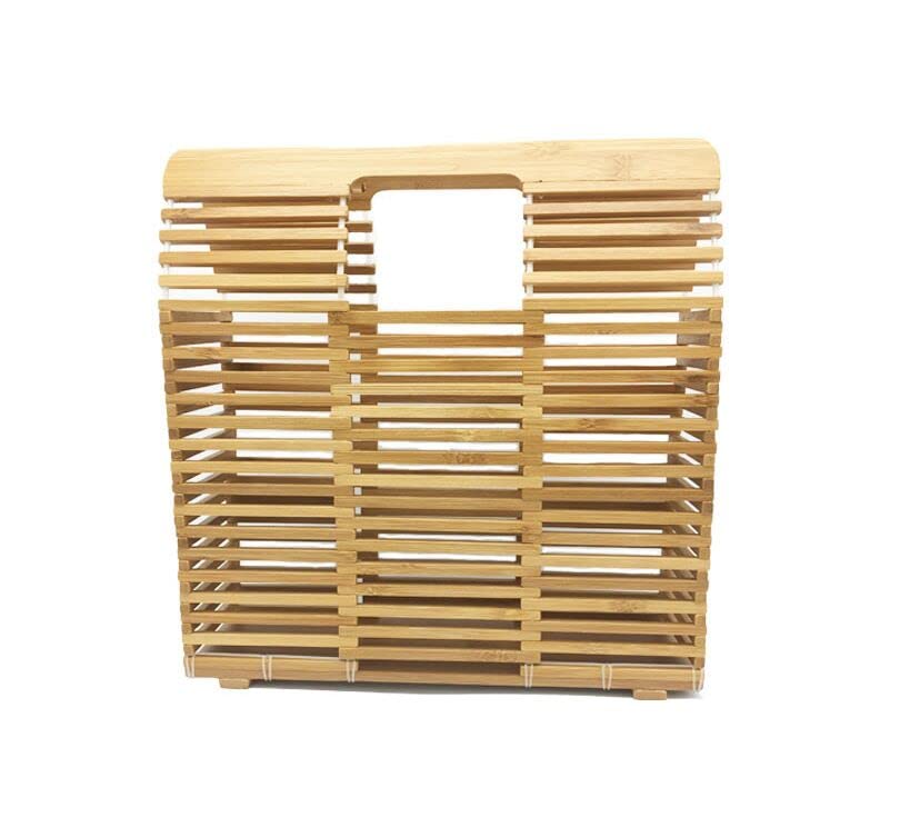 Eco-Friendly Women's Bamboo Handbag - Handmade Natural Straw Purse with Bamboo Wallet - Summer Beach Tote Bag for Vacation, Shopping & Outdoor Activities