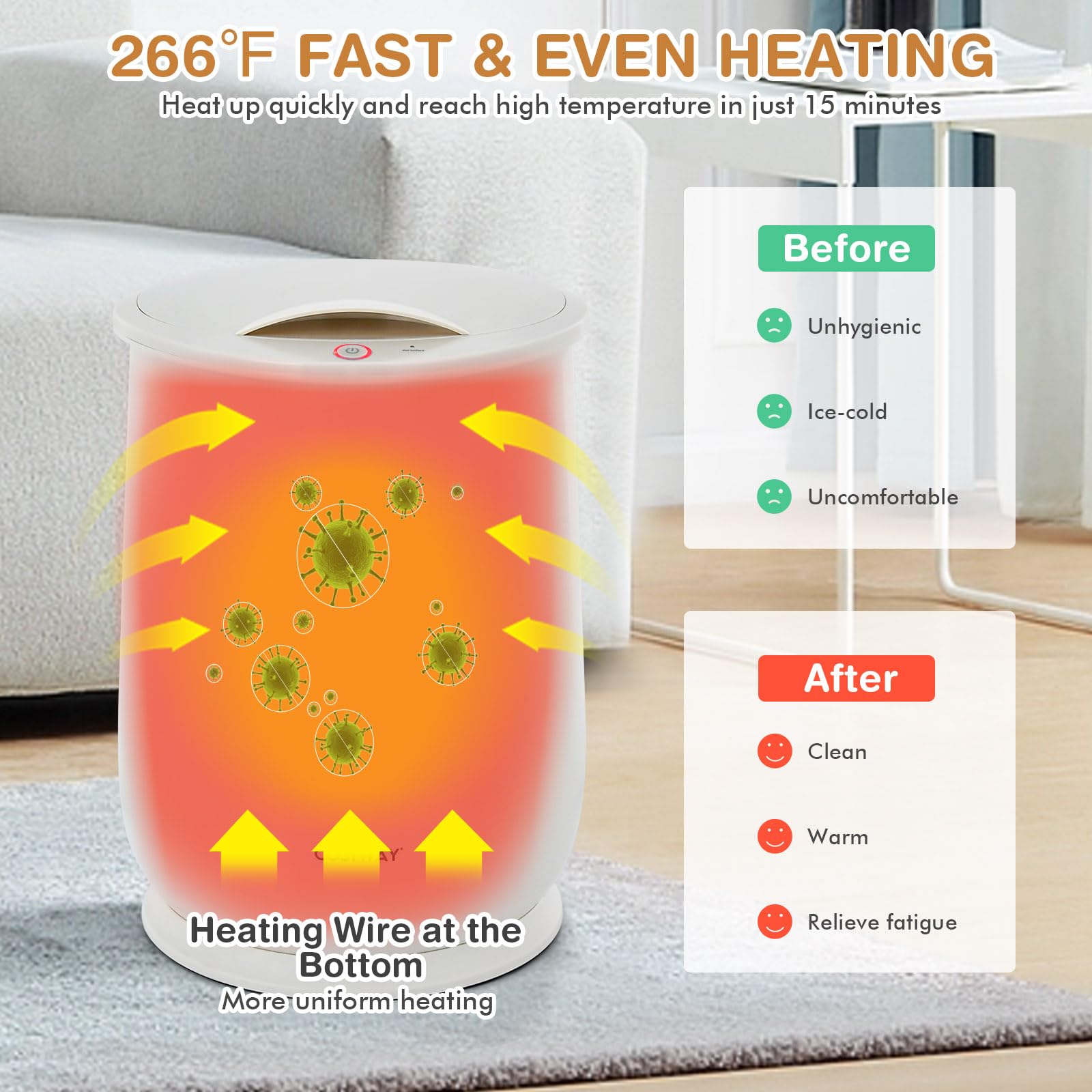 COSTWAY 21L Large Electric Towel Warmer & Blanket Heater with Flip-Top Lid, Child Safety Lock & Auto Shut Off - Perfect for Bathrobes (45”x70”), Spa, Bathroom & Home Use - Ideal Gift for Family & Friends