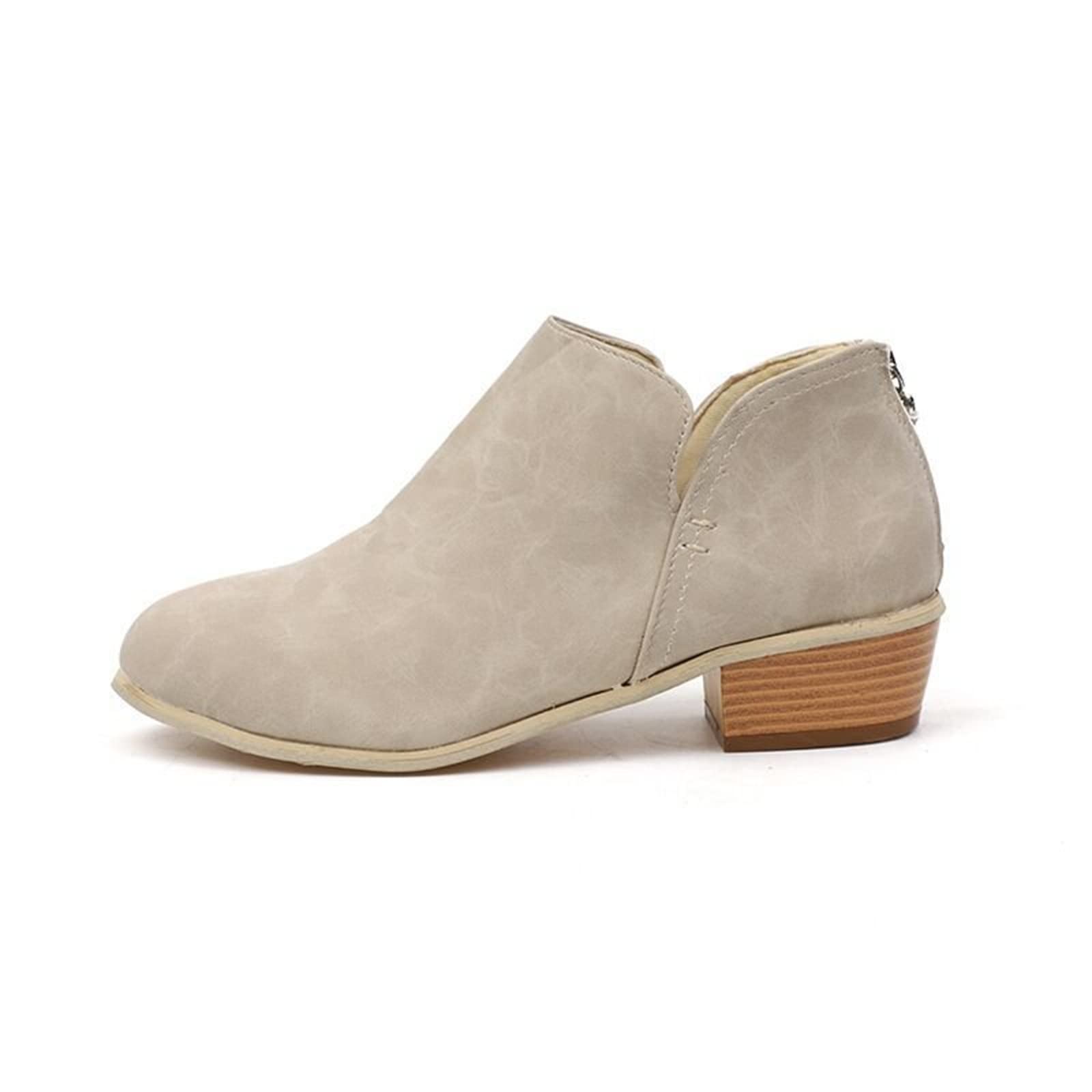 Lausiuoe Women's Ankle Booties - Sexy Low Heel Chunky Platform Boots for Casual & Dressy Outfits | Slip-On Cutout Design with Wide Fit | Perfect for Office, Date Night & Fall Fashion