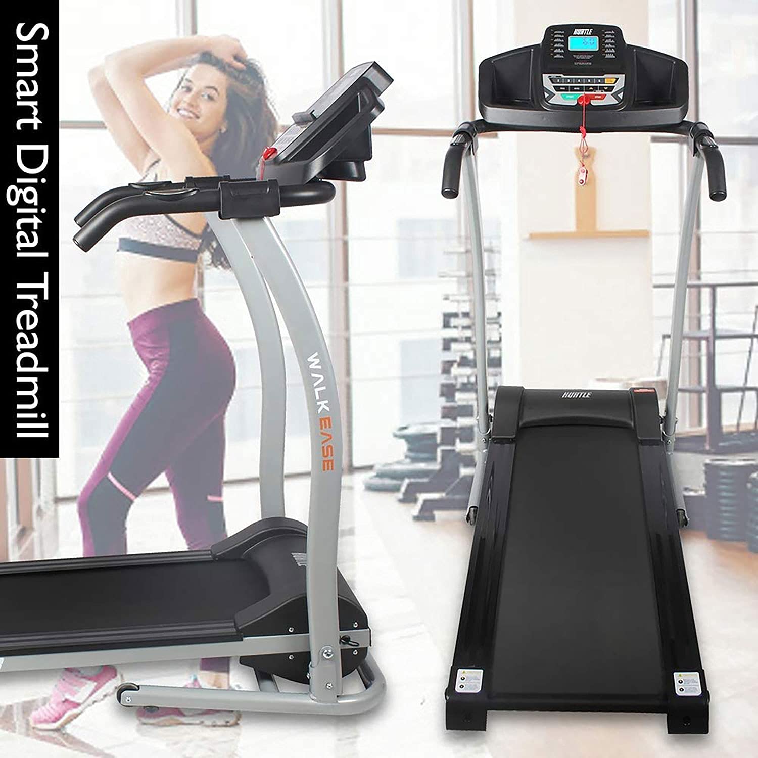 Hurtle Electric Folding Treadmill for Home Use - Compact Cardio Exercise Machine with 12 Training Modes, 3 Incline Levels & Bluetooth Connectivity - Perfect for Walking, Running & Home Workouts in Small Spaces