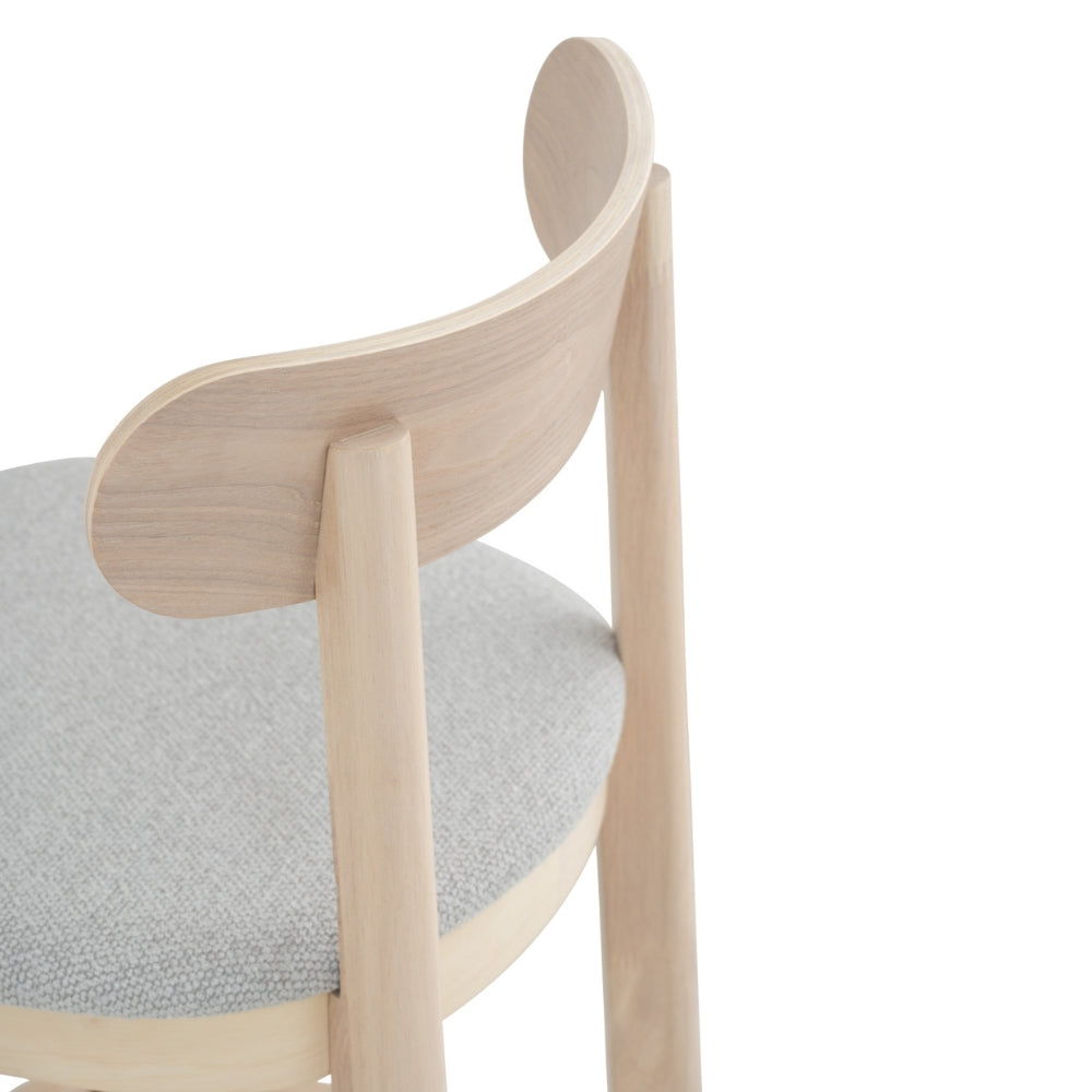 Premium LOWEN Bar Stool - Light Grey Fabric Upholstered Counter Height Stool with Back Support - Perfect for Kitchen Islands, Breakfast Bars & Home Decor