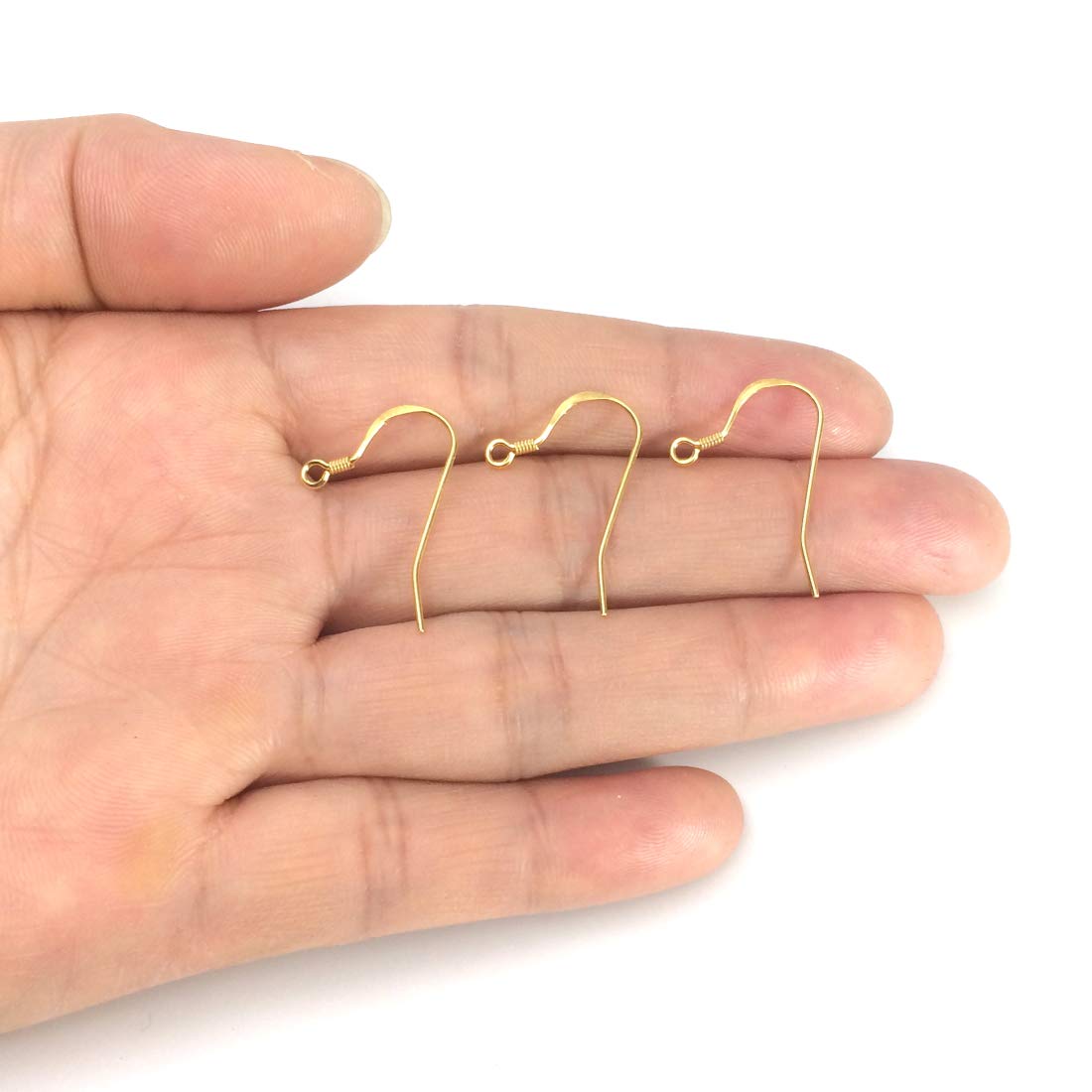 Adabele 50pcs Real Yellow Gold Plated Sterling Silver Fish Earring Hooks - 21 Gauge (0.7mm) for DIY Jewelry Making, Fishing Lures, and Handmade Crafts