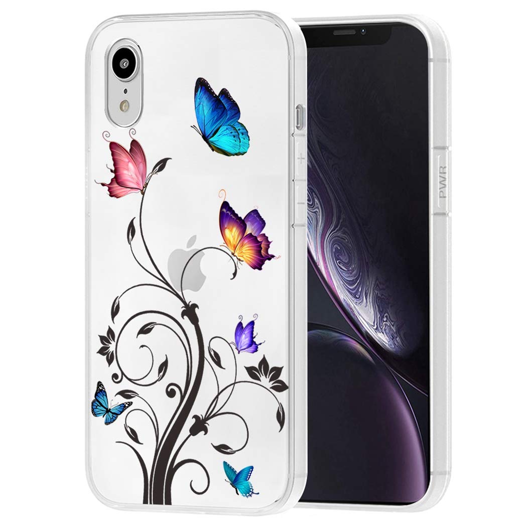 Bohefo Clear Soft TPU Shockproof Protective Phone Case for iPhone XR (6.1 inch) - Cute Butterfly Design for Women & Girls | Perfect for Everyday Use, Work, and Travel