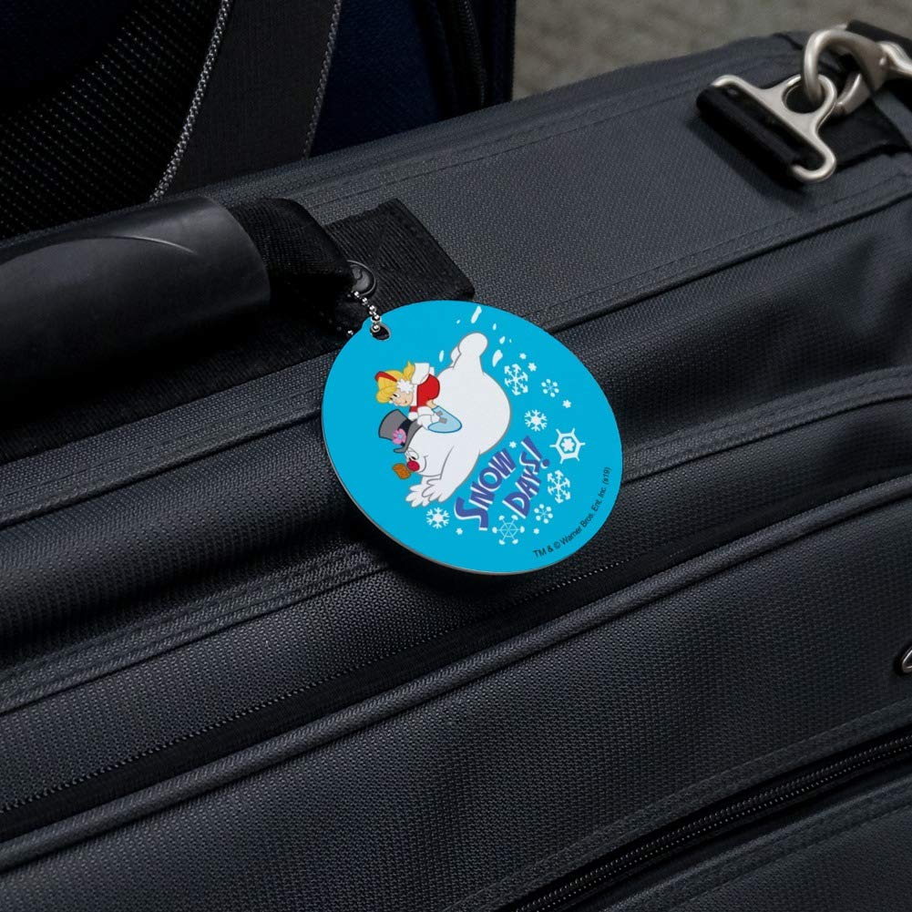 Frosty The Snowman Luggage ID Tag - Round Snow Days Suitcase Tag for Carry-On Bags - Perfect for Travel, Holidays & Winter Vacations