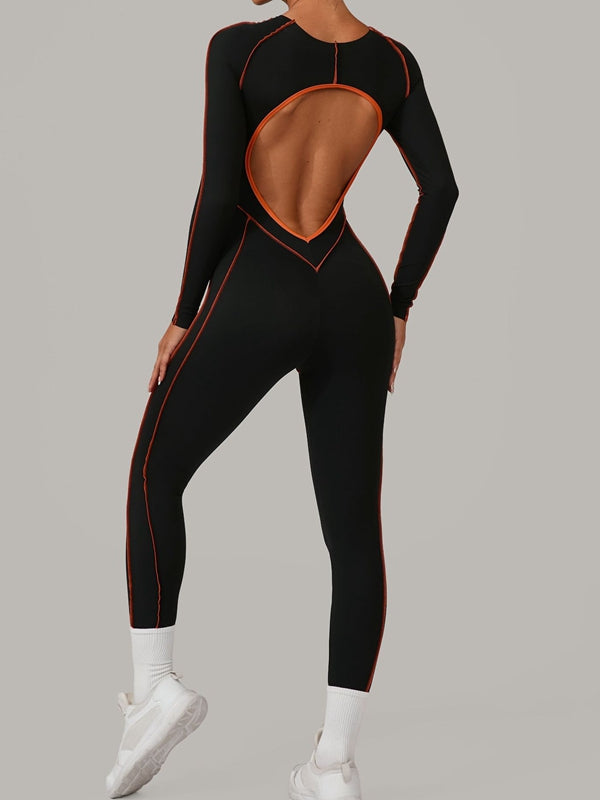ZASUWA Women's Sexy Backless Contrast Color Stripes Jumpsuit - Perfect for Night Out, Party, and Date Night