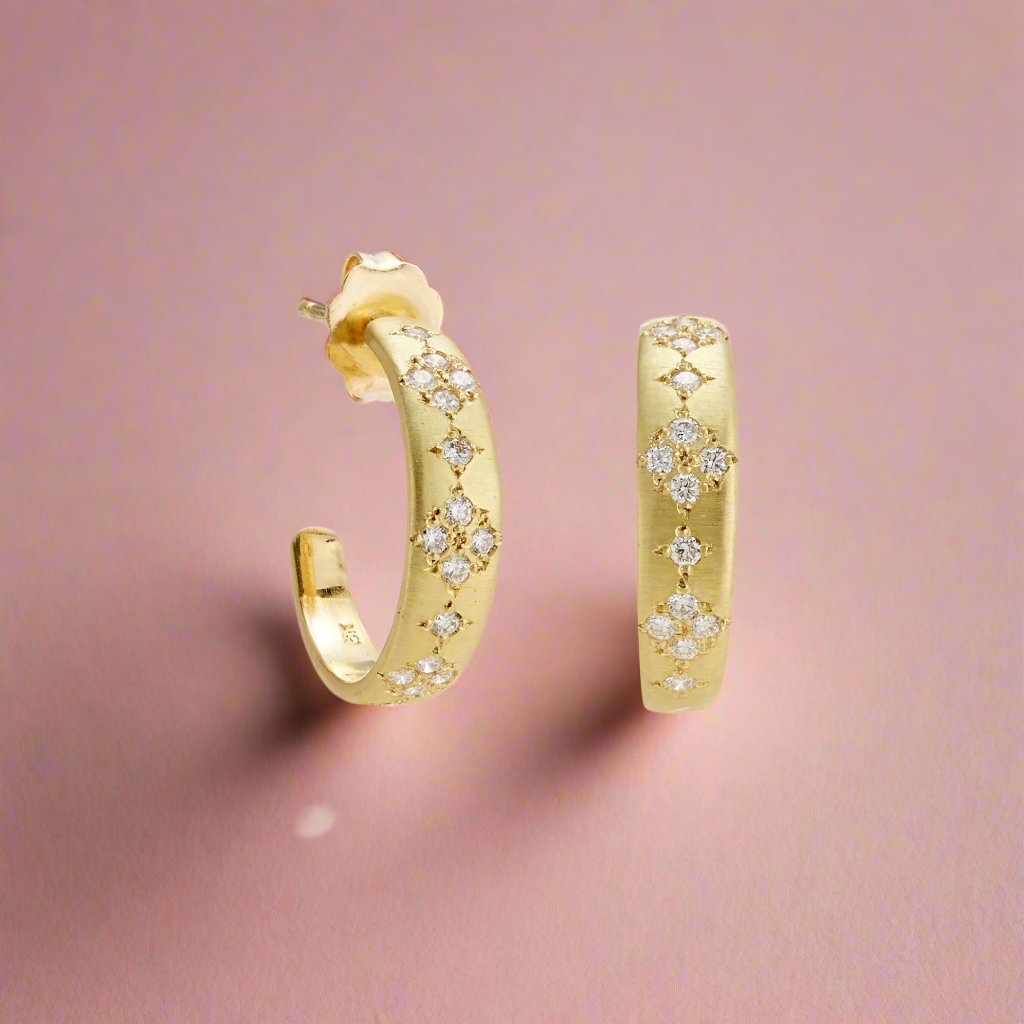 Memories Diamond Hoop Earrings - 14K Gold Plated Cubic Zirconia Stud Earrings for Women | Perfect for Weddings, Parties & Everyday Elegance