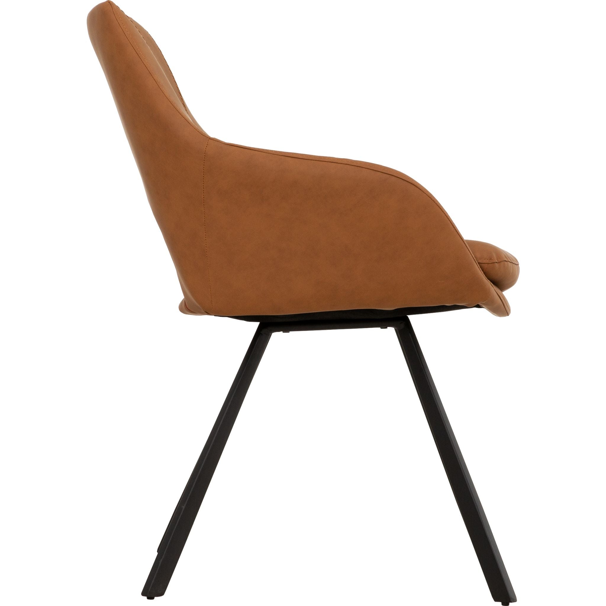 Amaze Upholstered Side Chair - Cognac Brown Leather Accent Chair for Living Room, Dining Room & Office (D620118723SHCS) | Mid-Century Modern Design with Wooden Legs | Perfect for Home Decor & Small Spaces