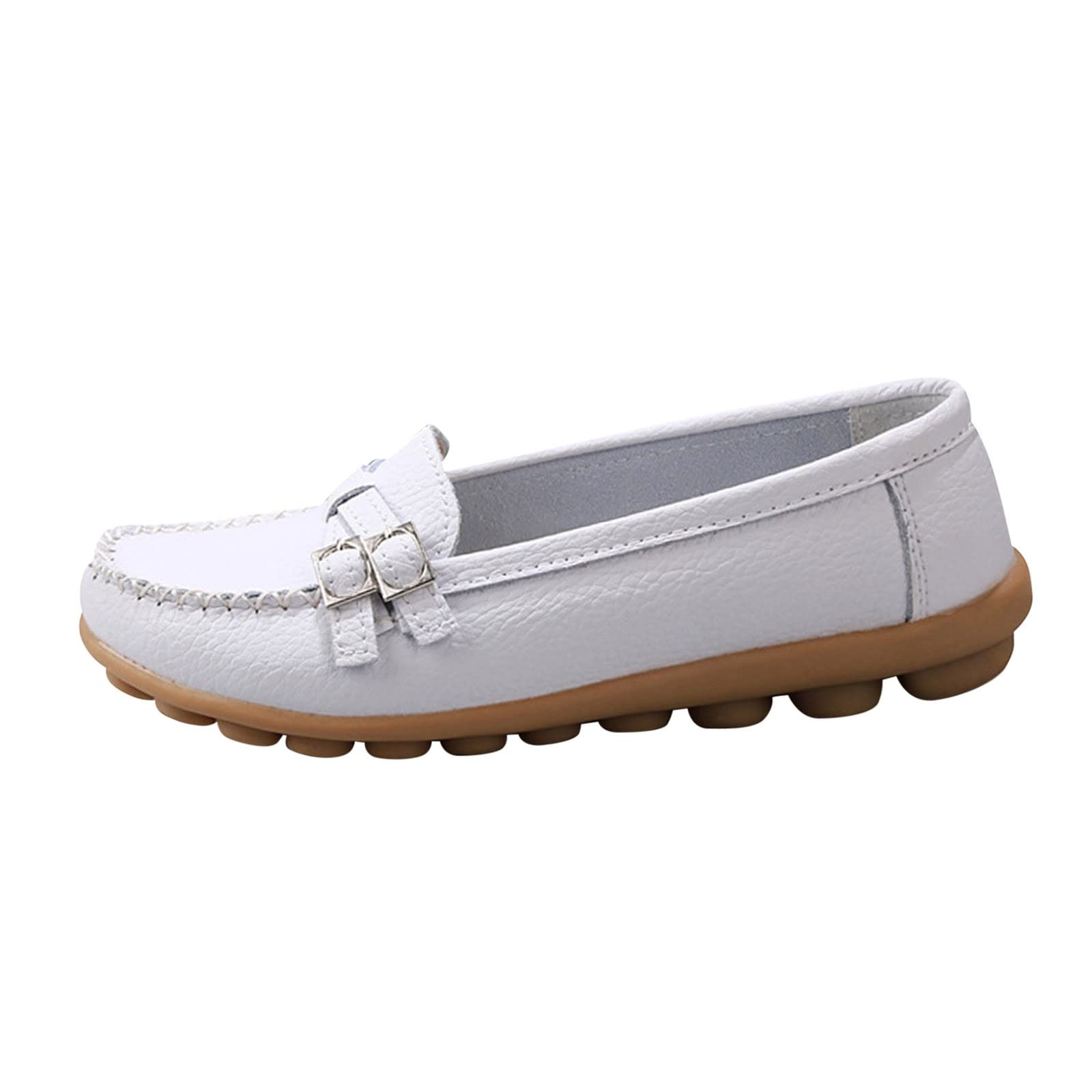Women's Casual Loafers with Buckle Detail - Comfortable Flat Heel Slip-On Shoes for Everyday Wear | Perfect for Office, Walking & Travel