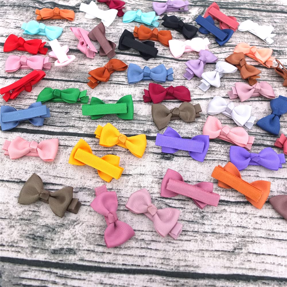 Baily Baby Hair Clips - 24PCS Tiny Alligator Hair Bows for Toddler Girls (2 Inch Mini Clips) - Gentle Hair Pins for Fine Hair & Bangs - Perfect for Daily Wear, Parties & Photo Shoots