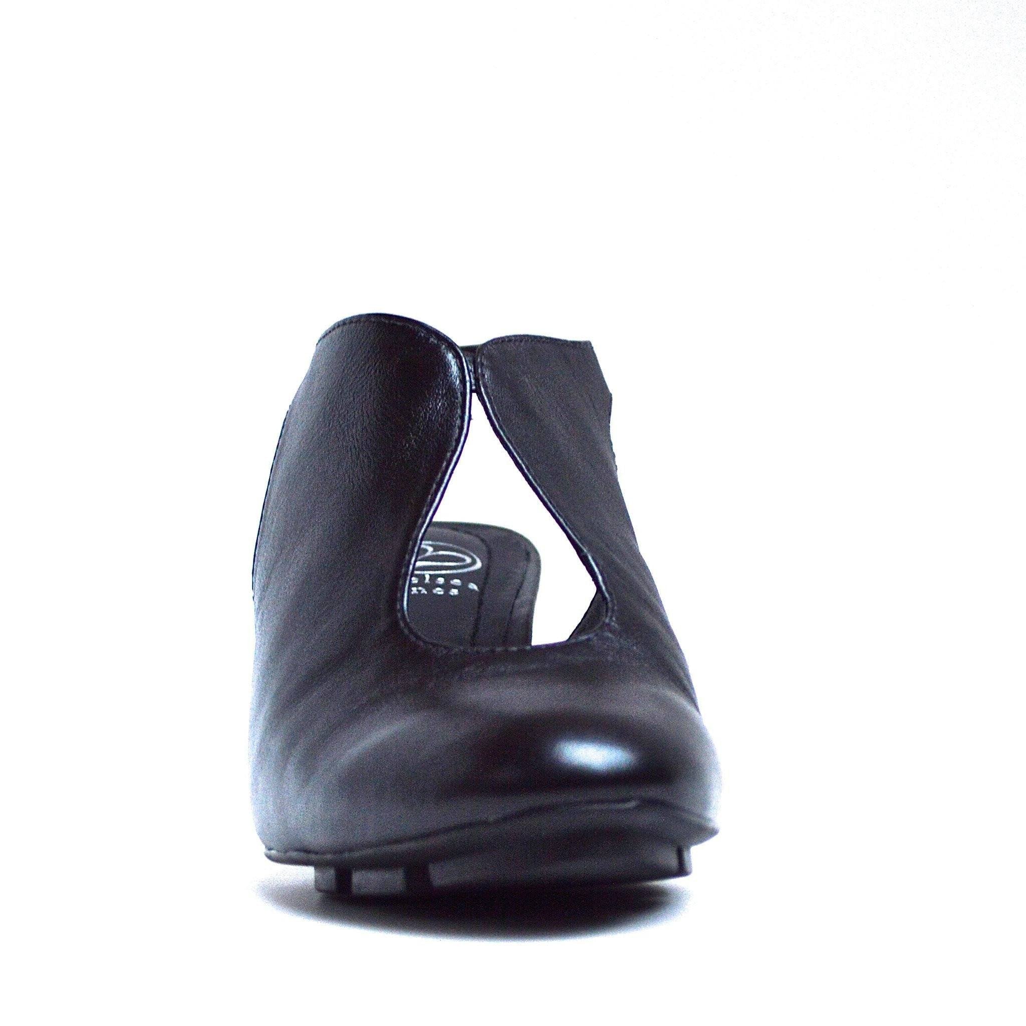 Black Leather Wave Mid Heel Sandals - Comfortable & Stylish Women's Shoes for Work, Parties & Everyday Wear