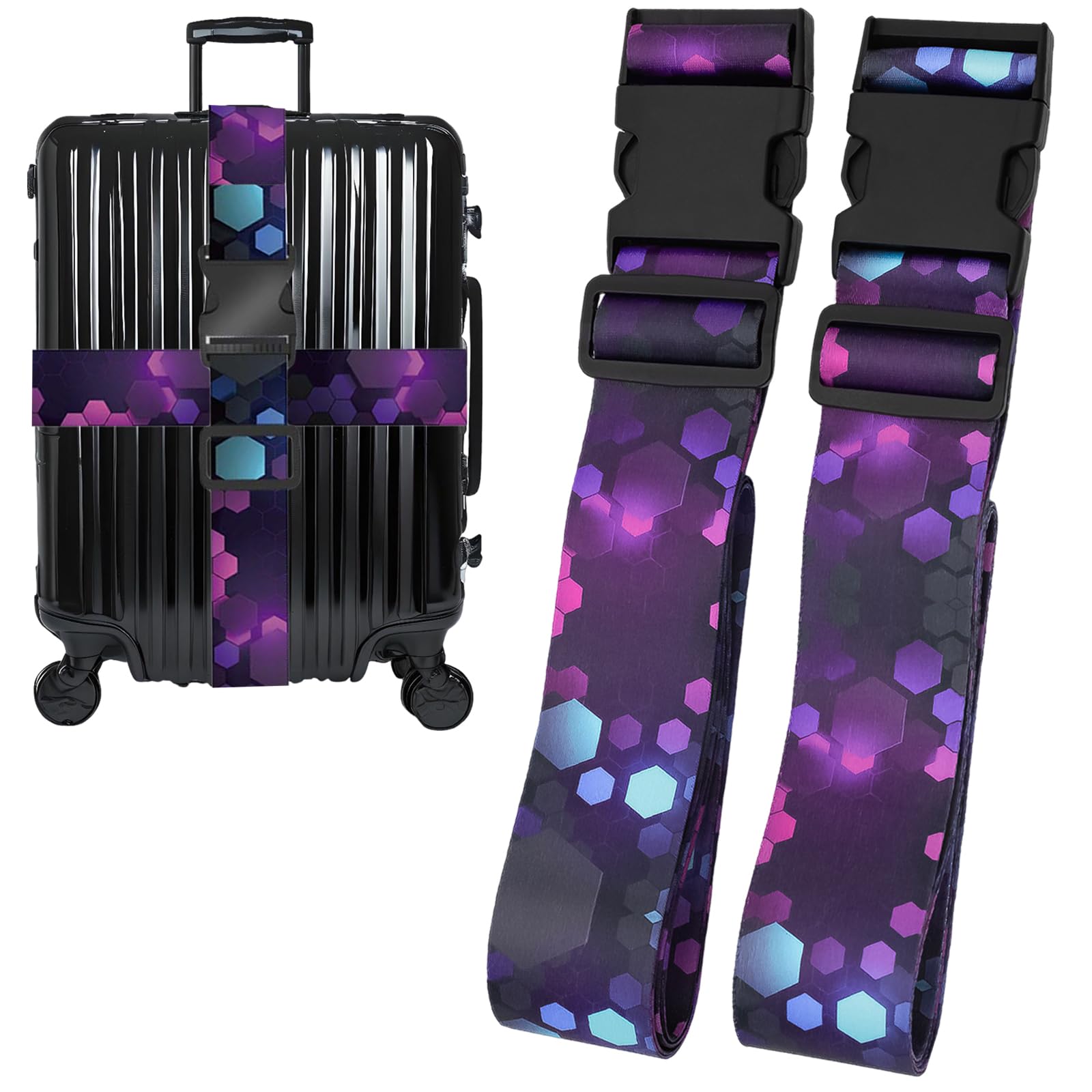 **Secure Adjustable Purple Luggage Straps for Suitcases – 2 Pack | Durable Polyester Travel Belts for Luggage Security | Stylish & Easy-to-Recognize Design | Perfect for Airports, Train Travel & Vacation Packing**