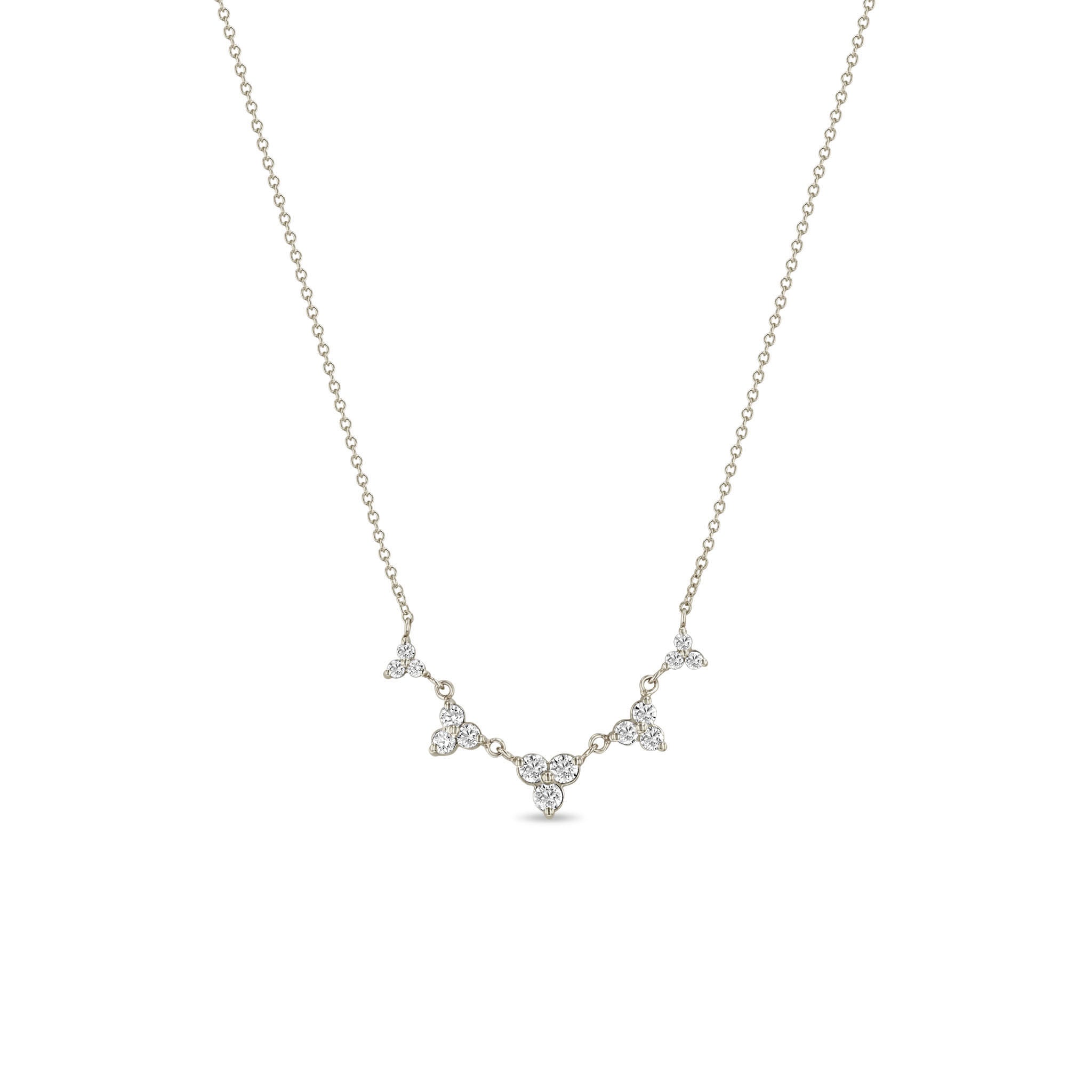 14K Gold 5-Link Graduated Diamond Trio Necklace - Elegant Layered Pendant for Women, Perfect for Weddings, Anniversaries & Special Occasions