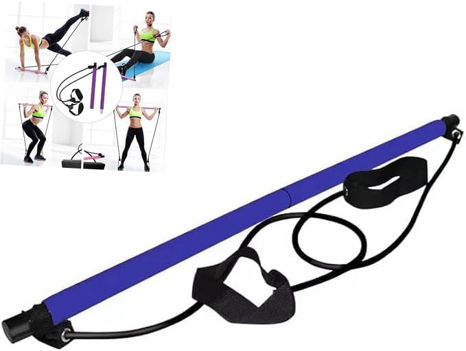 Pilates Bar Kit with Resistance Bands - Full Body Workout Equipment for Sculpting, Yoga, Squats & Stretch Fusion | Home Gym & Studio Fitness Accessory