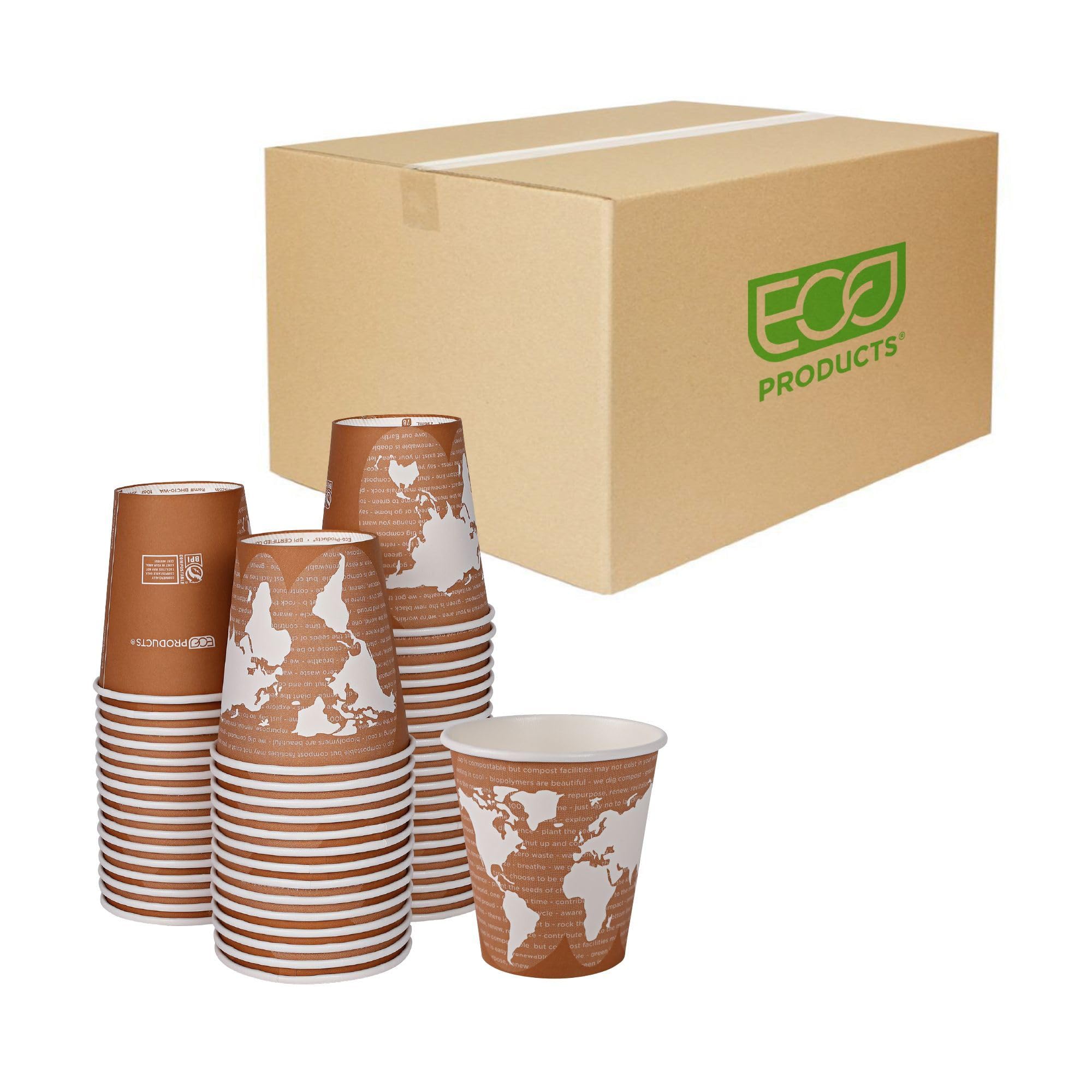 ECO PRODUCTS Compostable 10oz Disposable Coffee Cups - 1000 Count Case, Plant-Based PLA Lining, Color Coded, Renewable Hot Paper Cups for Coffee Shops, Offices & Events | Biodegradable & Eco-Friendly