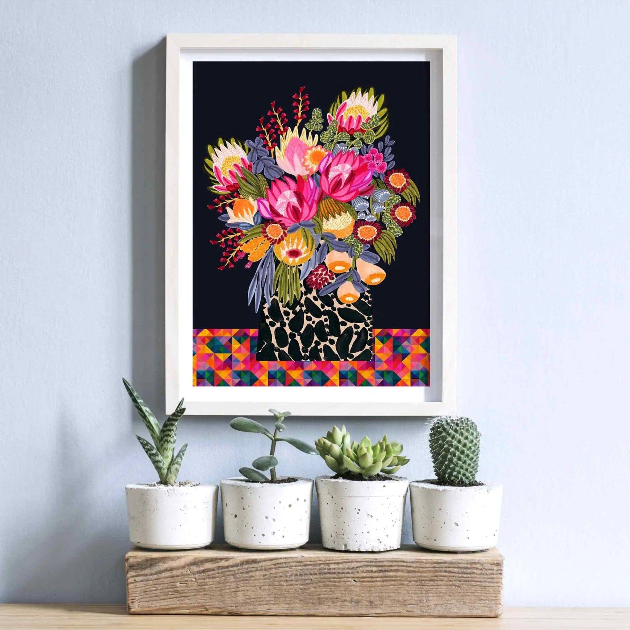 Australian Botanical Bouquet Wall Art Print - Floral Home Decor for Living Room, Bedroom & Office