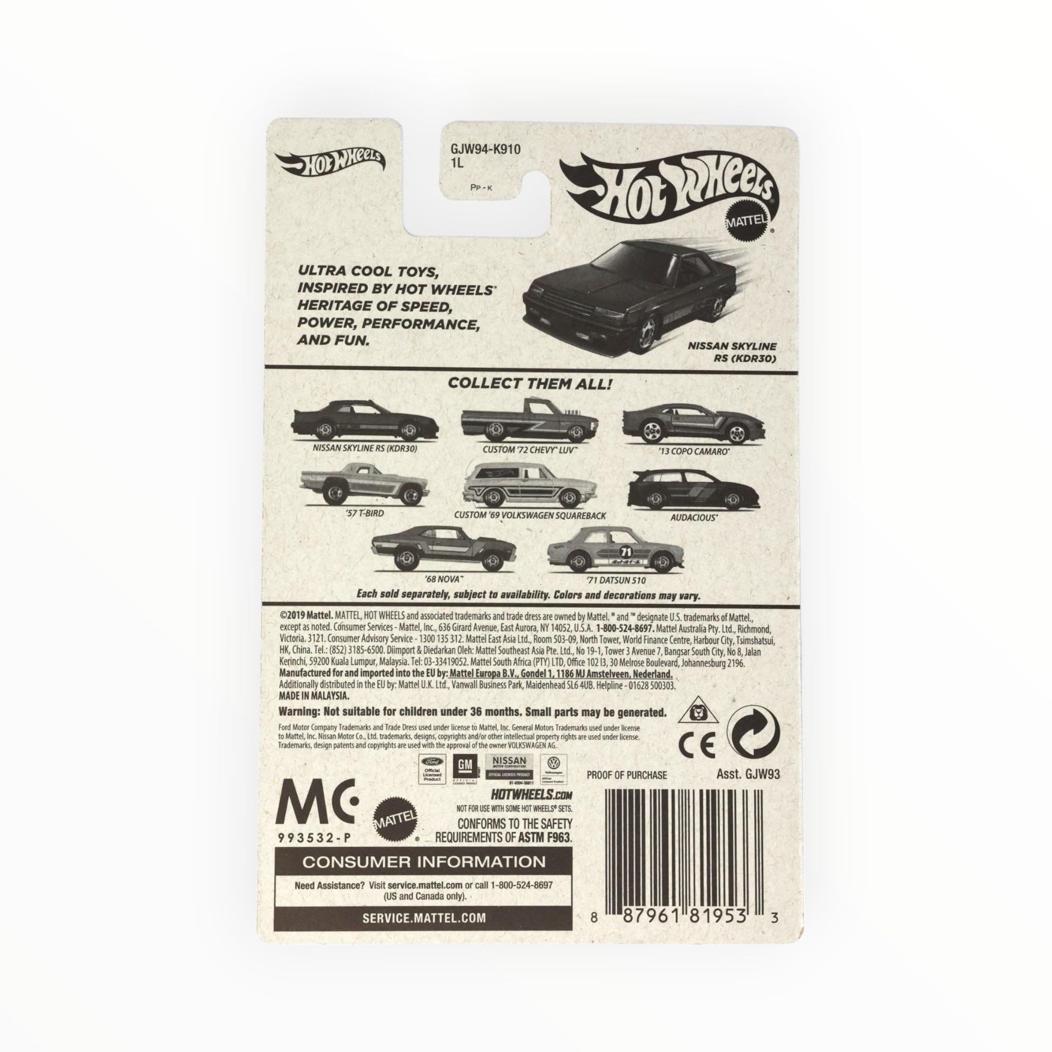 Hot Wheels Nissan Skyline RS Diecast Car - Blue Flying Customs Collectible Toy for Kids & Adults - Perfect for Display, Racing & Gift Giving
