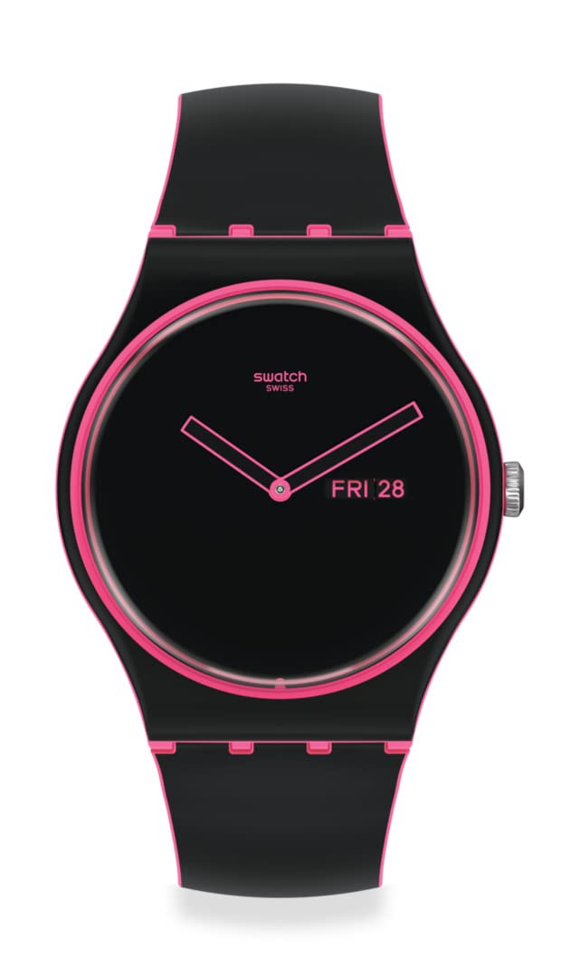 Swatch New Gent BIO-SOURCED Quartz Silicone Strap Watch in Pink - 18mm Casual Wristwatch (Model: SO29P700) | Perfect for Everyday Wear, Office & Weekend Outfits