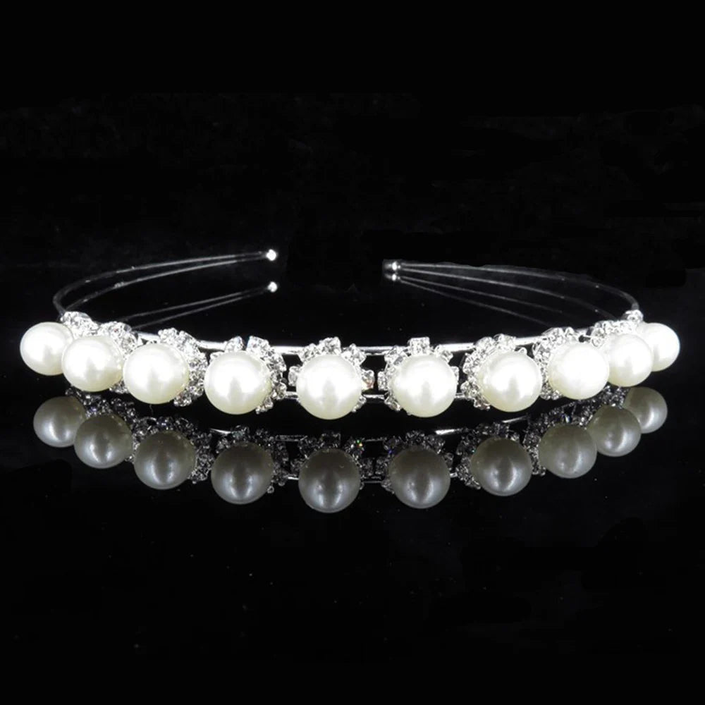 AINAMEISI Elegant Bridal Hair Accessories for Women - Pearl Crystal Rhinestone Wedding Tiara Crown | Perfect for Bridal Shower, Wedding Ceremony & Special Occasions