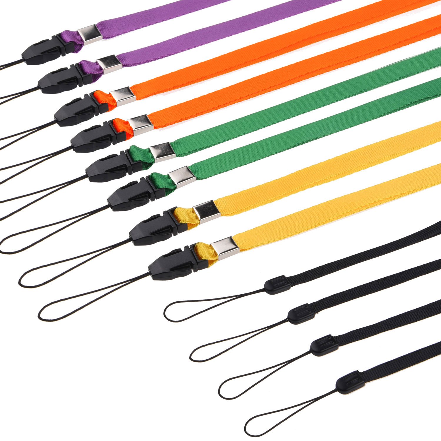 8 Neck Lanyards & 4 Wrist Straps - ID Holder for Work, Events & Travel