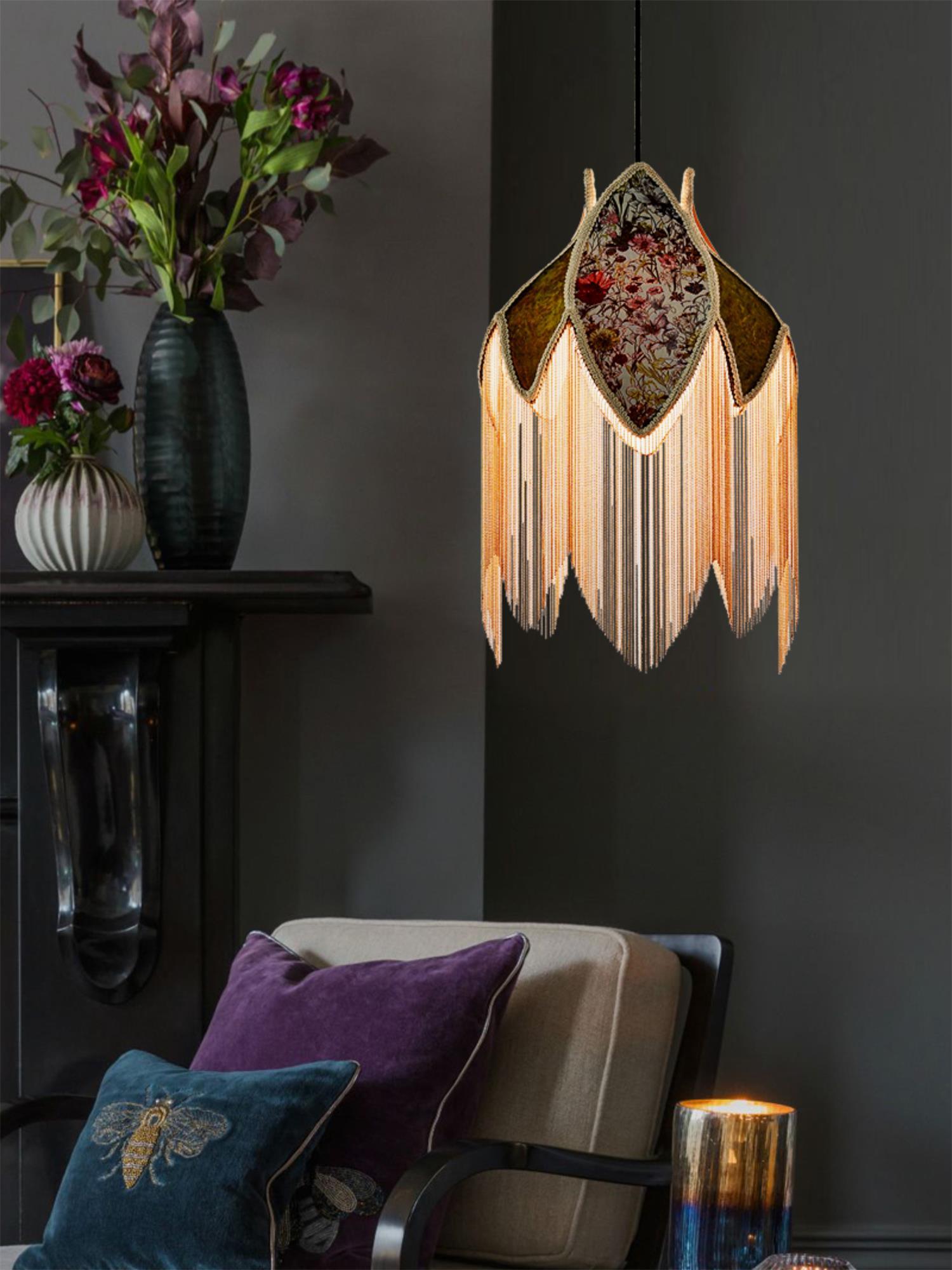 Bette Fringed Pendant Lamp - Modern Boho Chandelier Lighting for Living Room, Bedroom & Dining Room Decor