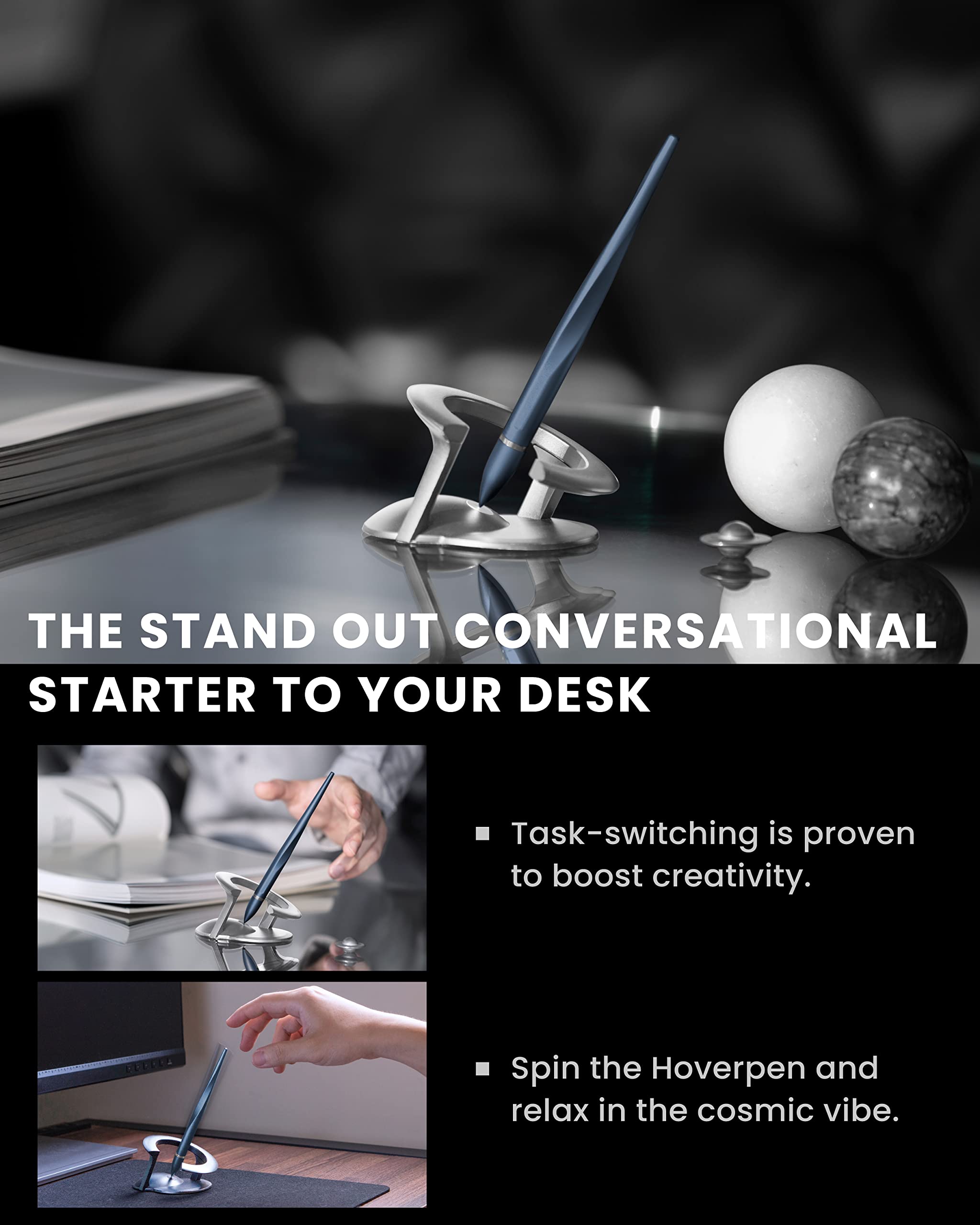 Novium Hoverpen Interstellar Edition - Premium Executive Pen with Aerospace Alloy Construction, Smooth Free-Spinning Mechanism, Unique Futuristic Design - Perfect Gift for Men & Women (Neptune Blue) - Ideal for Business Meetings, Corporate Gifts & Luxury Writing