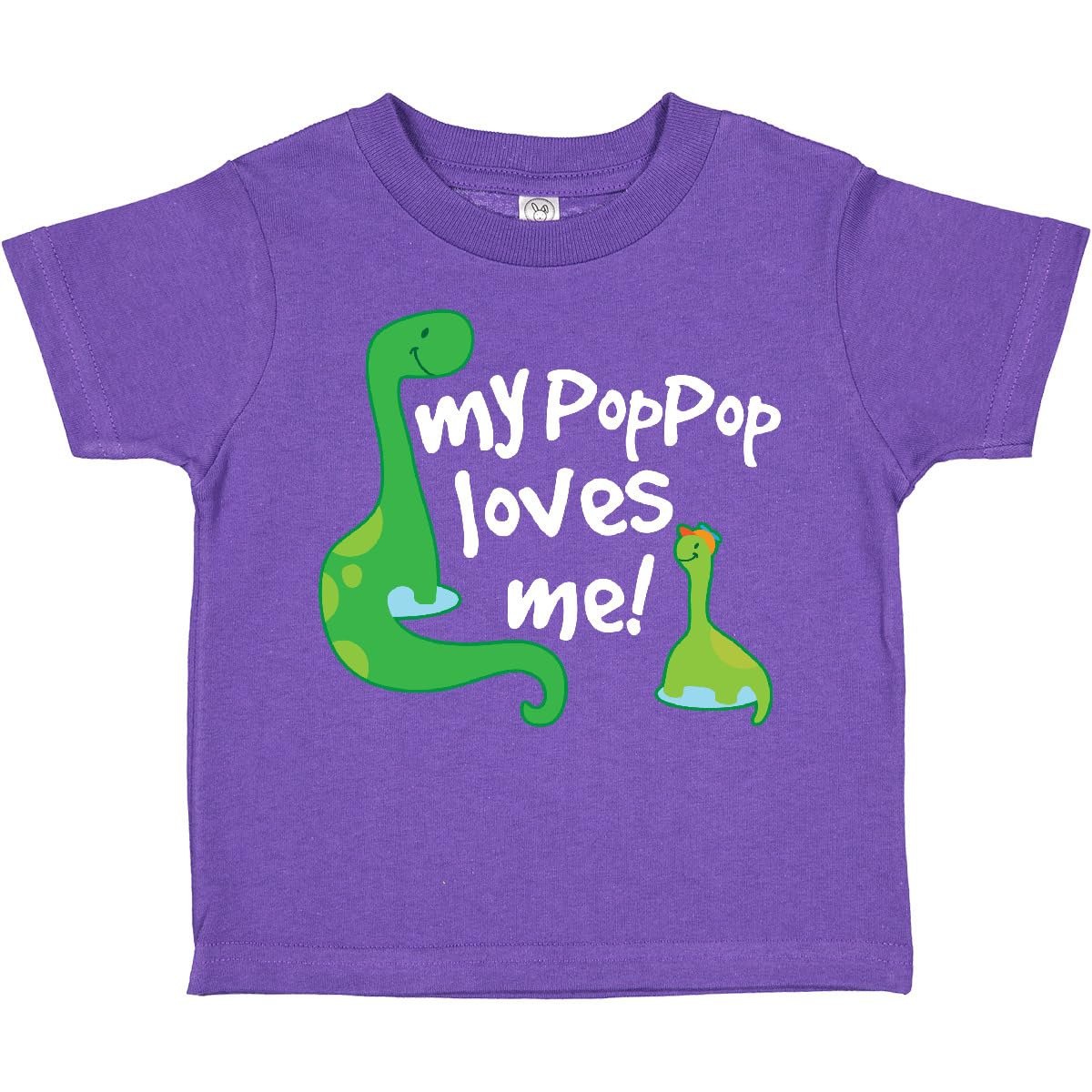 Inktastic My Pop Pop Loves Me Dinosaur Toddler T-Shirt - Cute Dinosaur Graphic Tee for Kids & Toddlers - Perfect for Grandparents Day, Family Outings & Playdates