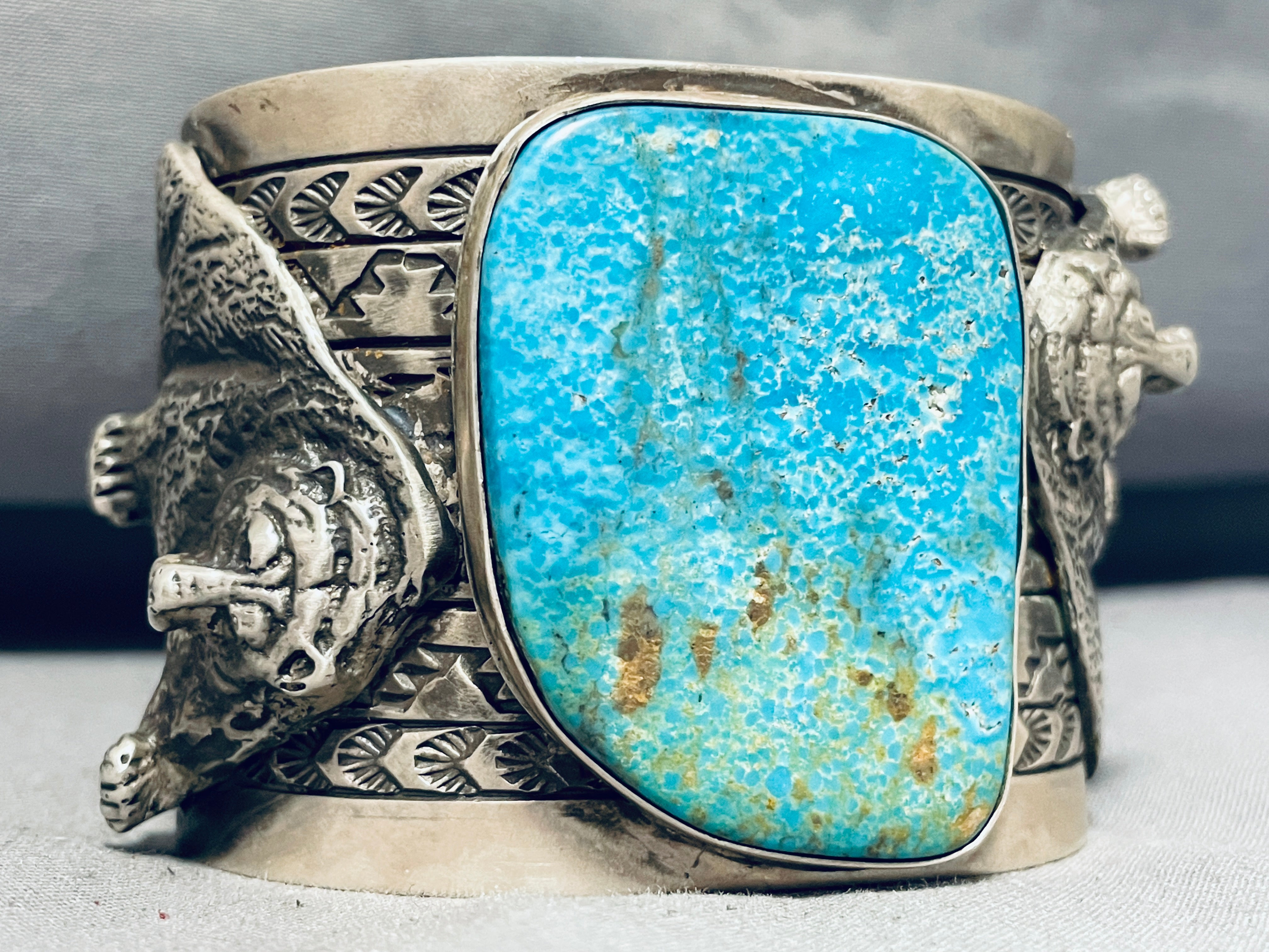 Authentic Navajo Turquoise Sterling Silver Bracelet - 180g Handmade Native American Jewelry for Women & Men - Perfect for Boho, Western & Festival Fashion